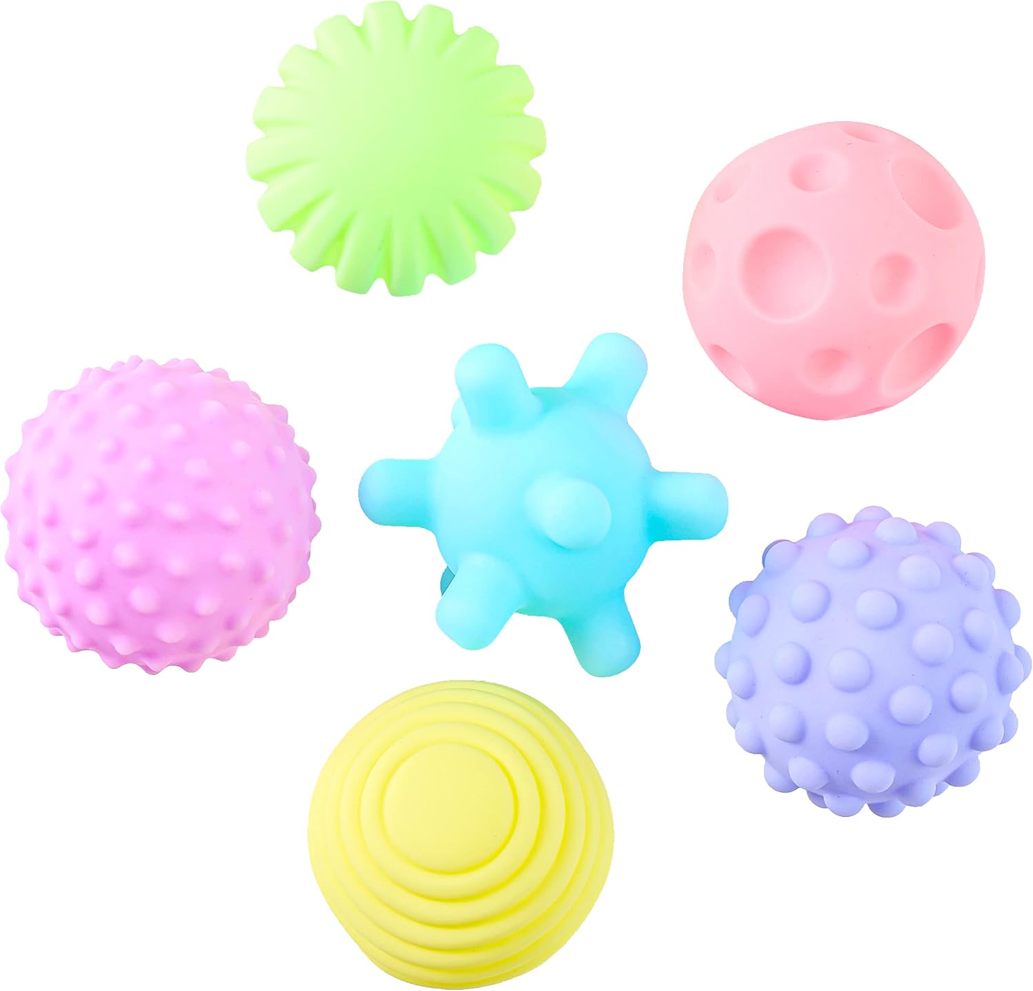 Tamu style Puppy Chew Toys for Teething, 6 Pack, Soft Colorful Vinyl, Fun Ball Shapes, Mentally Stimulating Shapes and Audible Squeaker,…