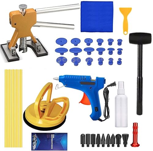 Kit de reparación de abolladuras profesional, elevador ajustable, herramienta de extracción de abolladuras de automóvil con ventosa, martillo de