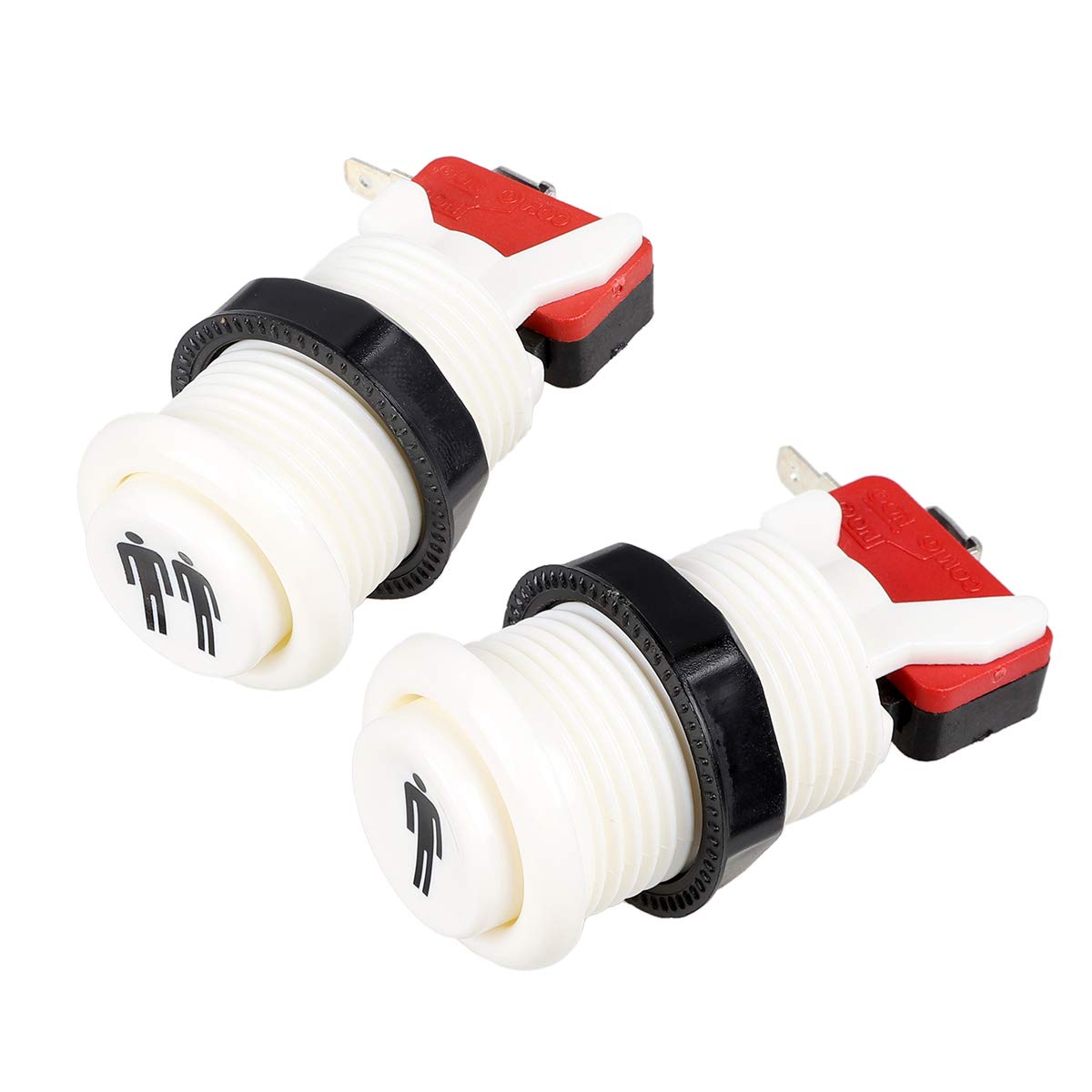 10 Boutons Arcade Style Happ - 30mm, Microswitch Inclus | Pour Machine Arcade, Borne JAMMA, MAME | Rouge