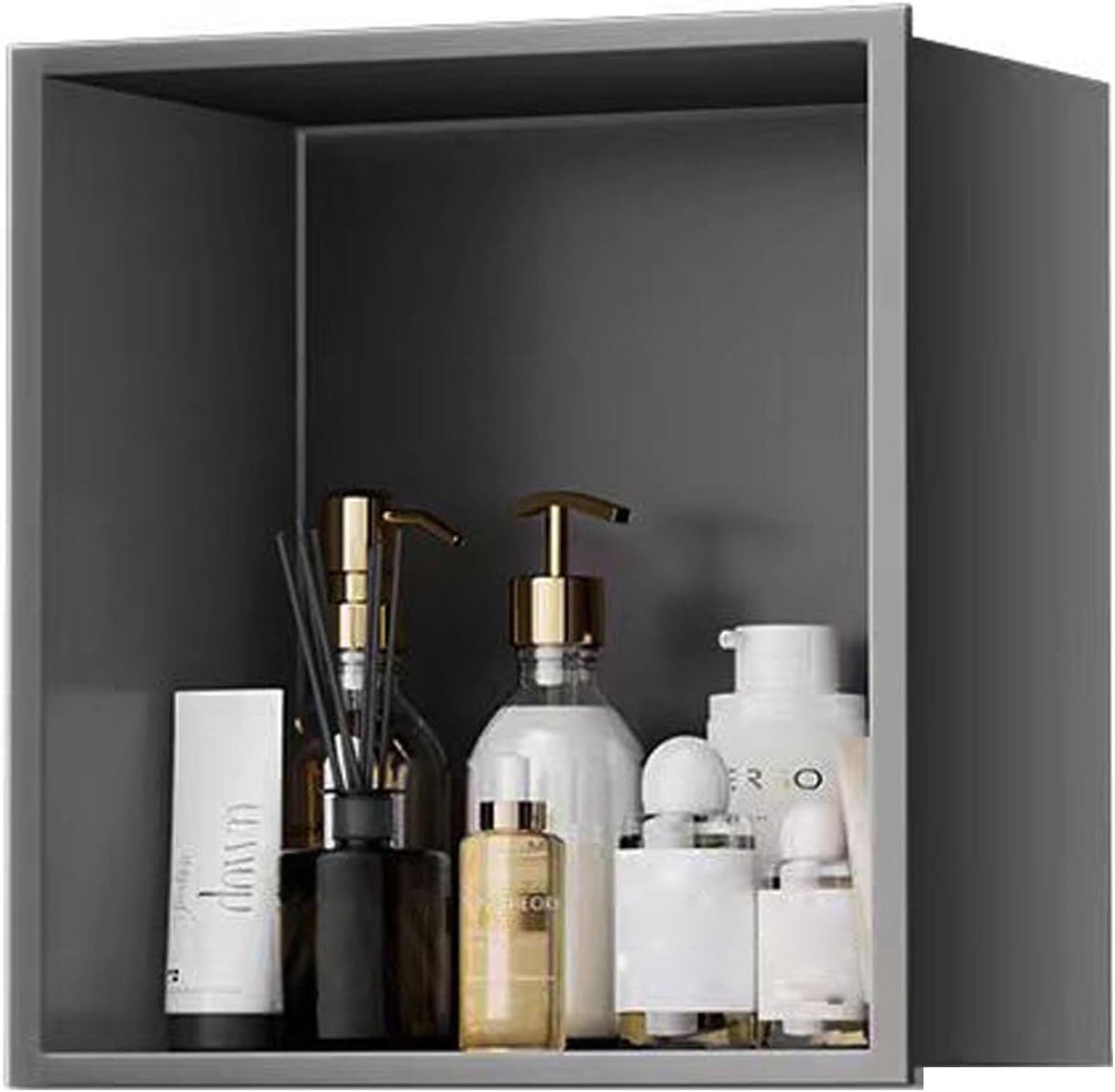MYUYEE Stainless Steel Shower Niche - Recessed Storage Cubby For Shampoo, Soap, Toiletries (Grey)