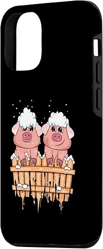 Miniatura 26 de iPhone 12 mini lindo cerdos amante mujeres invierno nieve cerdo Navidad cerdo caso
