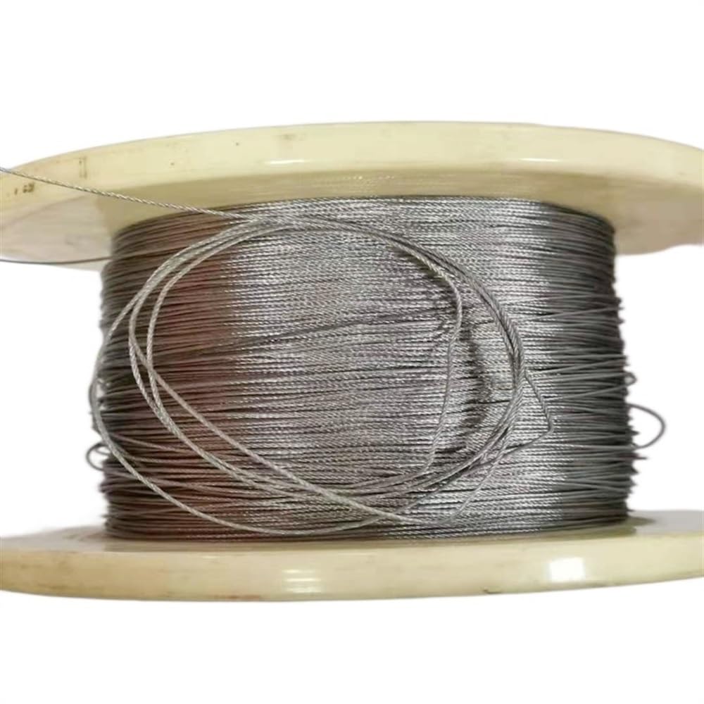 Cable Acier 50M/100M 1.2mm diamètre 7X7 Construction 304 câble métallique en acier inoxydable de levage pêche plus doux(100 Meter)