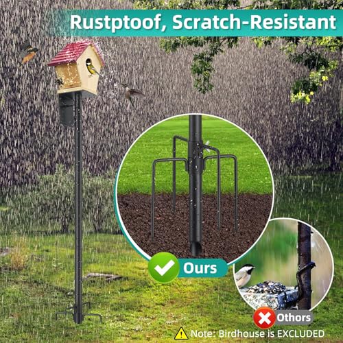Vogelhaus Ständer, 150 cm Lange Vogelhausständer mit 5 Zinken für Draußen, Verstellbarer Vogelfutterhäuschenständer, Universeller Vogelhaus-Montagesäulen-Satz, Ständersatz für Wetterstation