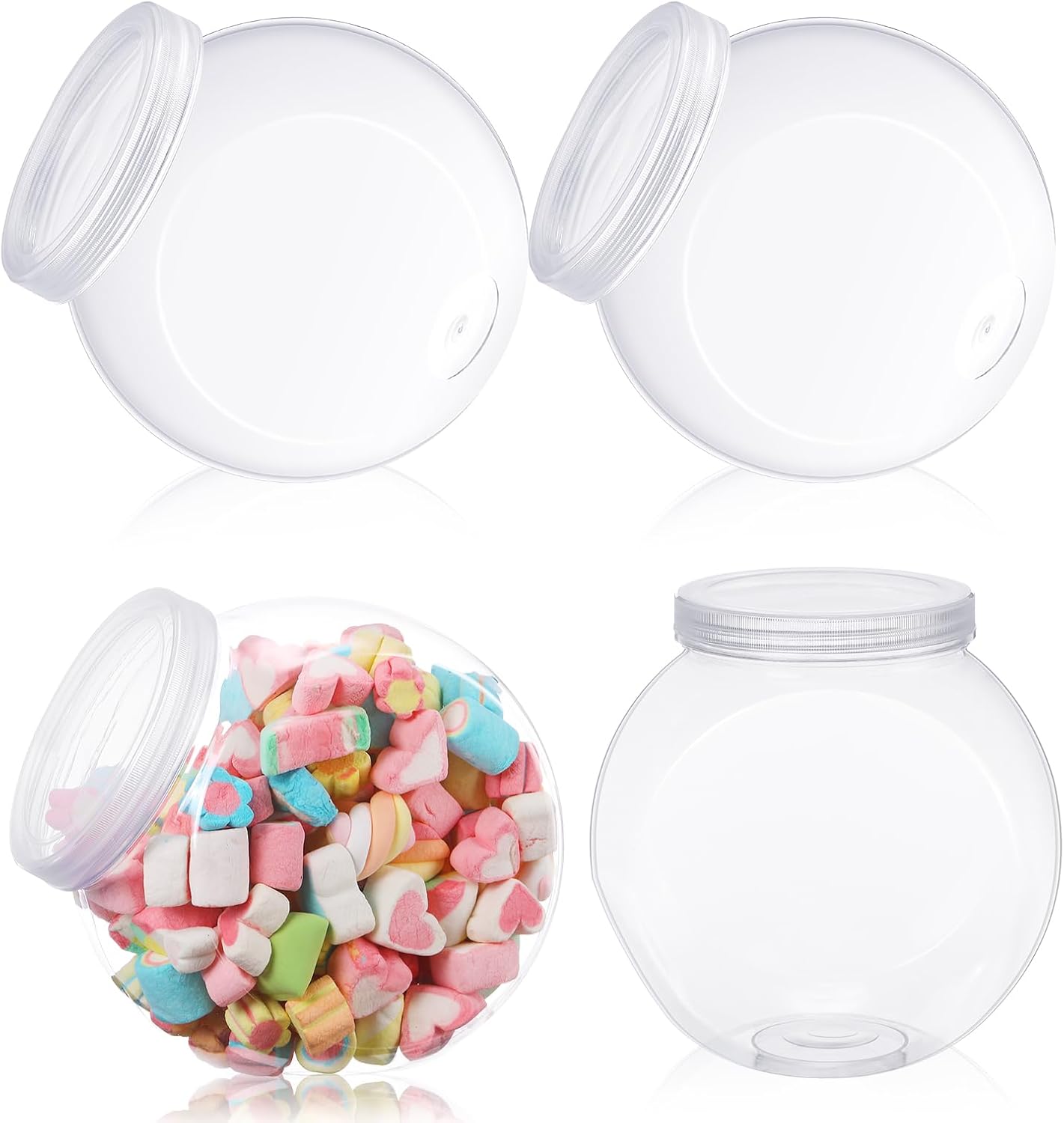 Sunnyray 4 Pcs 71 oz Plastic Candy Jars with Lids Clear