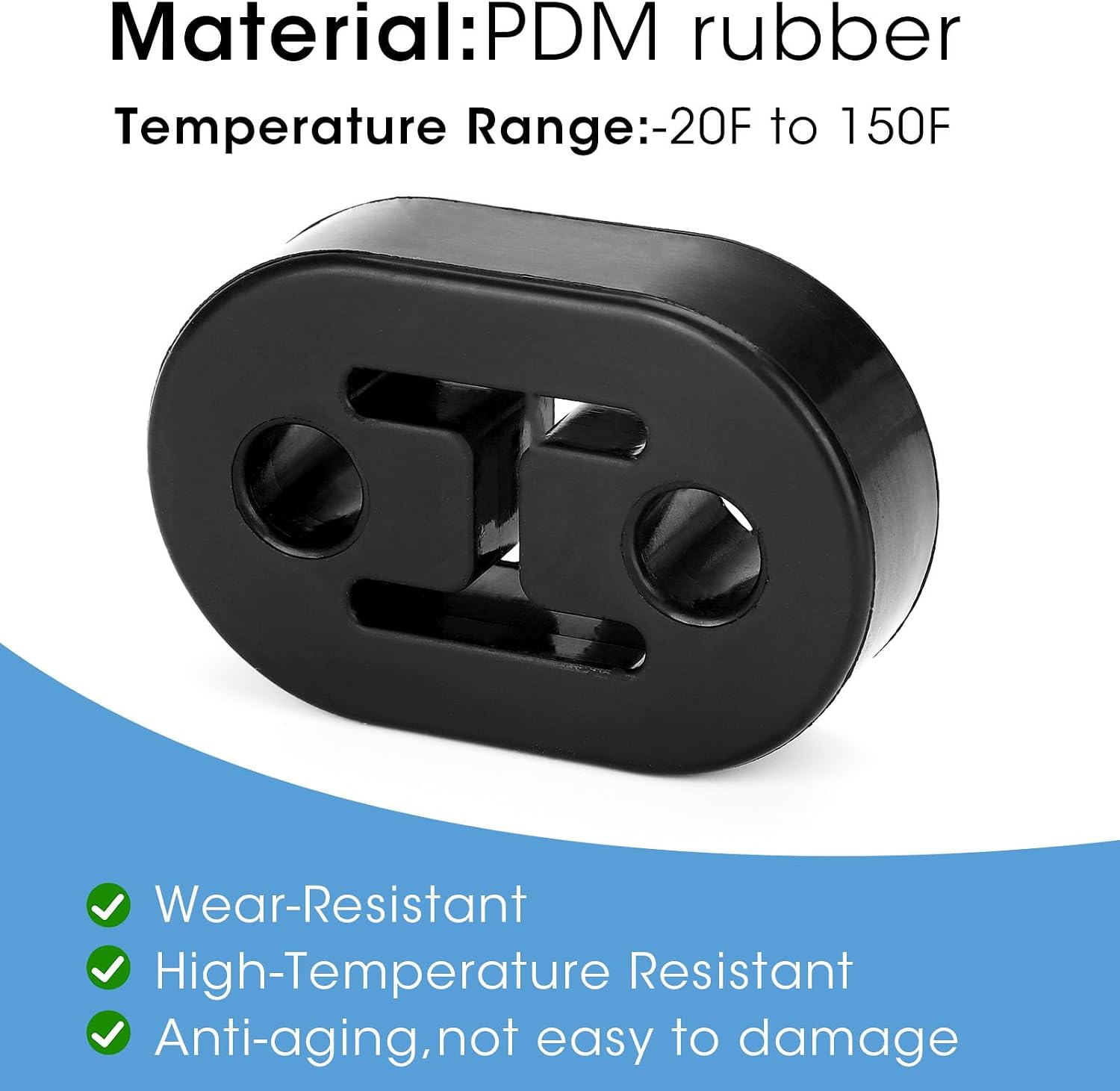 Exhaust Hangers 4PCS Rubber Exhaust Hanger for Car Muffler Exhaust System,2 Holes 0.47 Inch,High-Density Tailpipe Damping Hanger