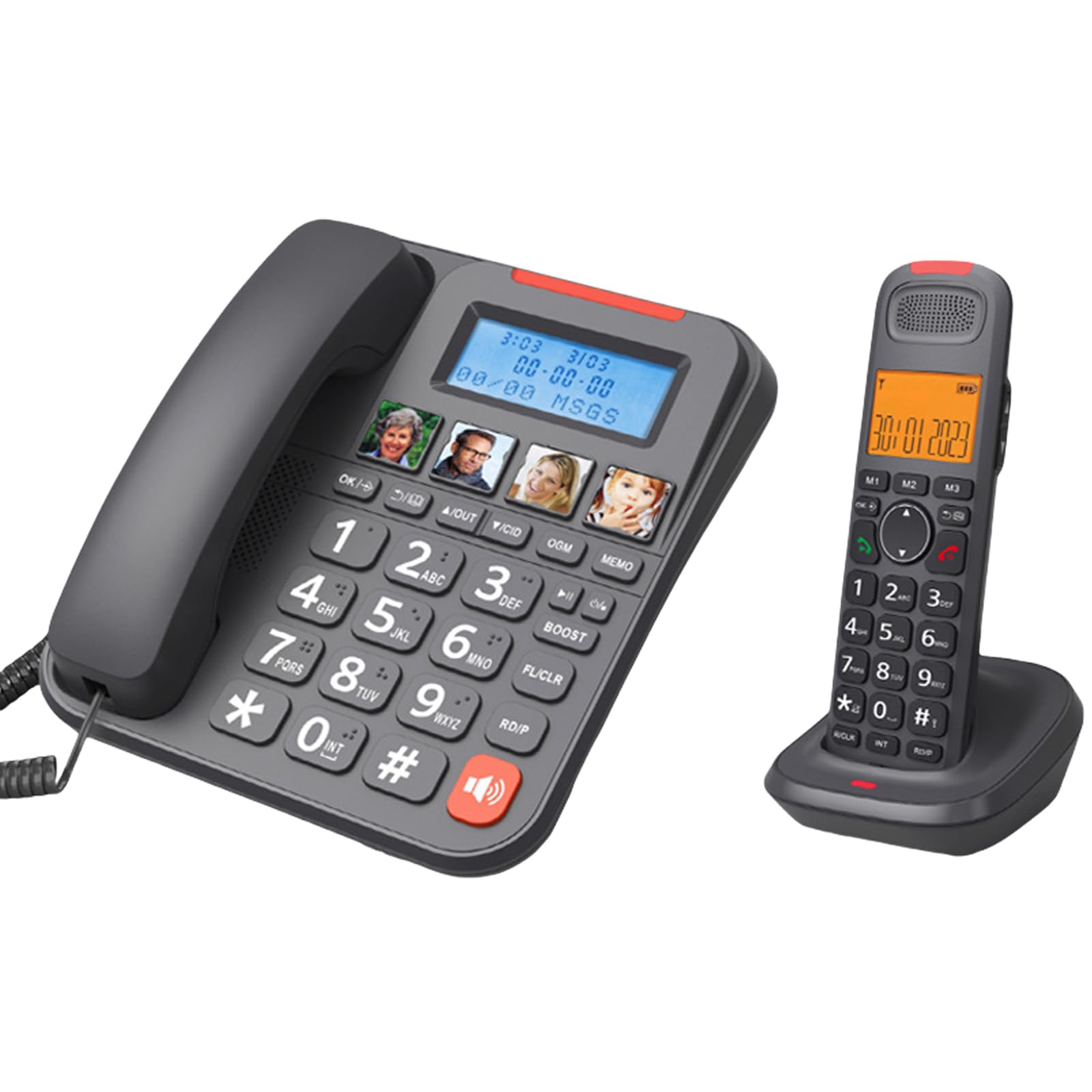 Suoneria regolabile e volumi telefono con filo con 1 chiave aumenta la funzione per accessori telefonici di casa e ufficio