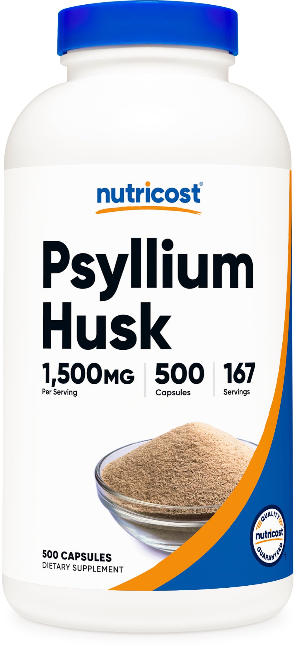 Nutricost Psyllium Husk 1500mg; 500 Capsules (2 Bottles)