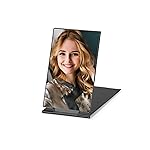 MIRRORNOVA Portable Folding Mirror, Ultra-Slim Makeup Tabletop Mirror for Travel with Aluminum Shell, Black, Mini Size, 3.3\'\'