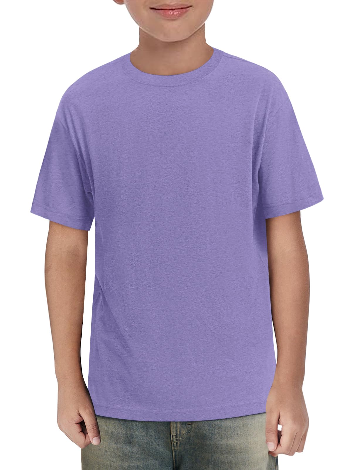HaloumoningBoys Short Sleeve Shirts Kids Summer Crewneck T-Shirts Casual Tops Tees 5-14 Years