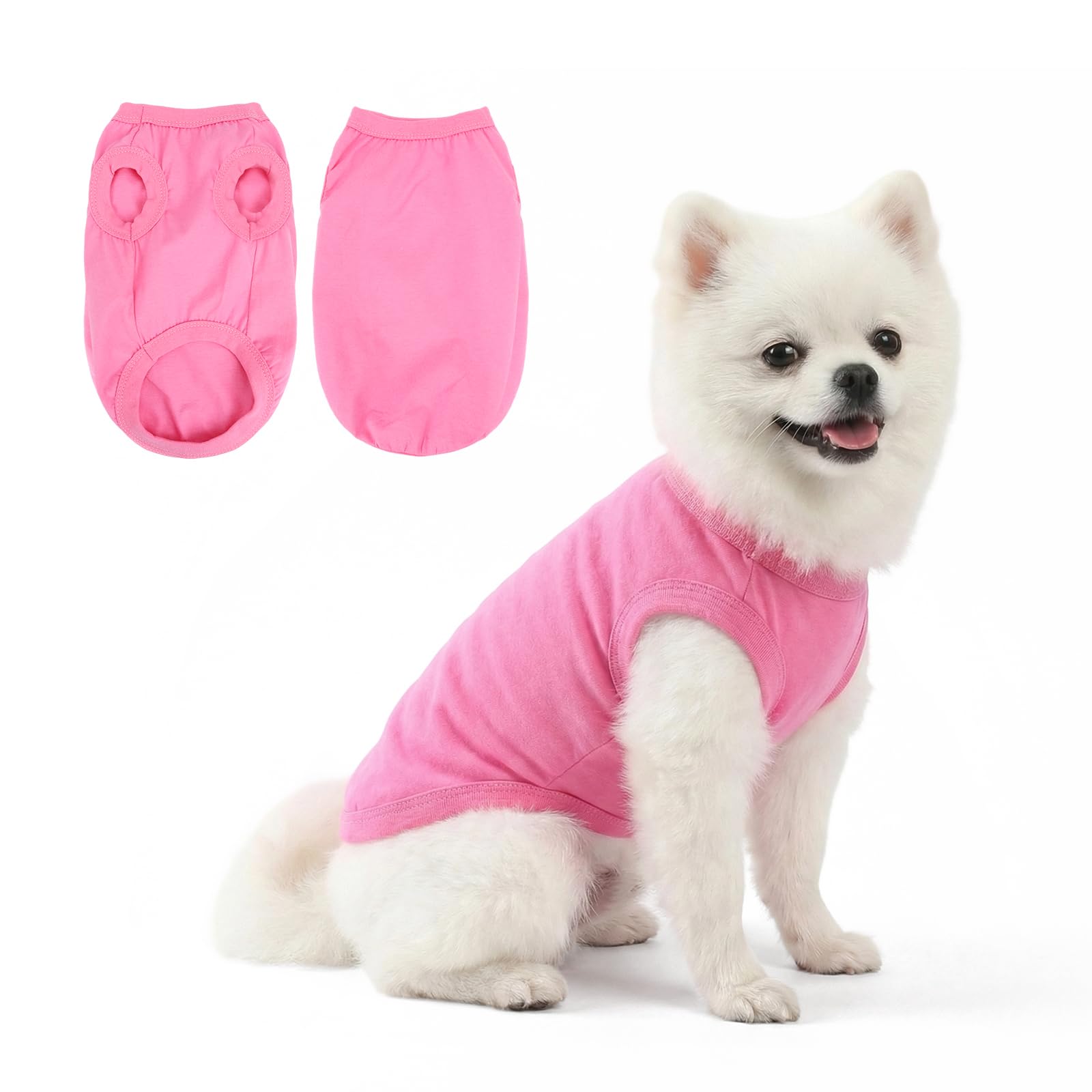 Viiotu Dog Pyjamas Pjs, Lightweight Cotton Sleeveless Dog Tank Top Vest, Pullover Pet Clothes for Small Dogs and Cats (Pink, L) — image 1