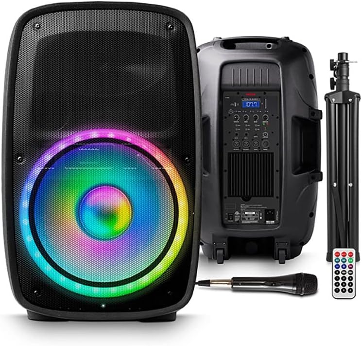 ION Audio Total PA Glow 500-Watt Party Speaker - High Power, Robust, Vibrantly Clear Sound with LED Visual Effects and Microphone (Total PA Glow 3) (Renewed)