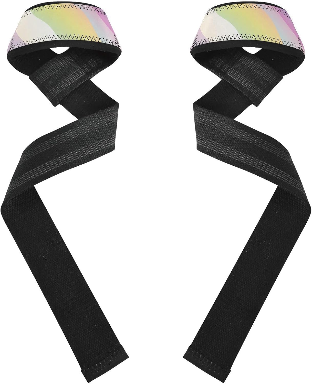 STAYTOP Beautiful Rainbow Colors Wrist Straps for Weightlifting,Lifting Straps with Neoprene Cushioned Wrist Padded and Anti-Skid Silicone for Strength Training,Bodybuilding,Deadlifting