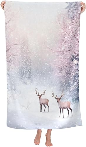 Miniatura 67 de DADABULIU Bath Towel Christmas Red Snowflake Xmas Beach Towels Soft Absorbent Washcloths Quick Dry Luxury Hotel Quality Towelling for Adults Kids