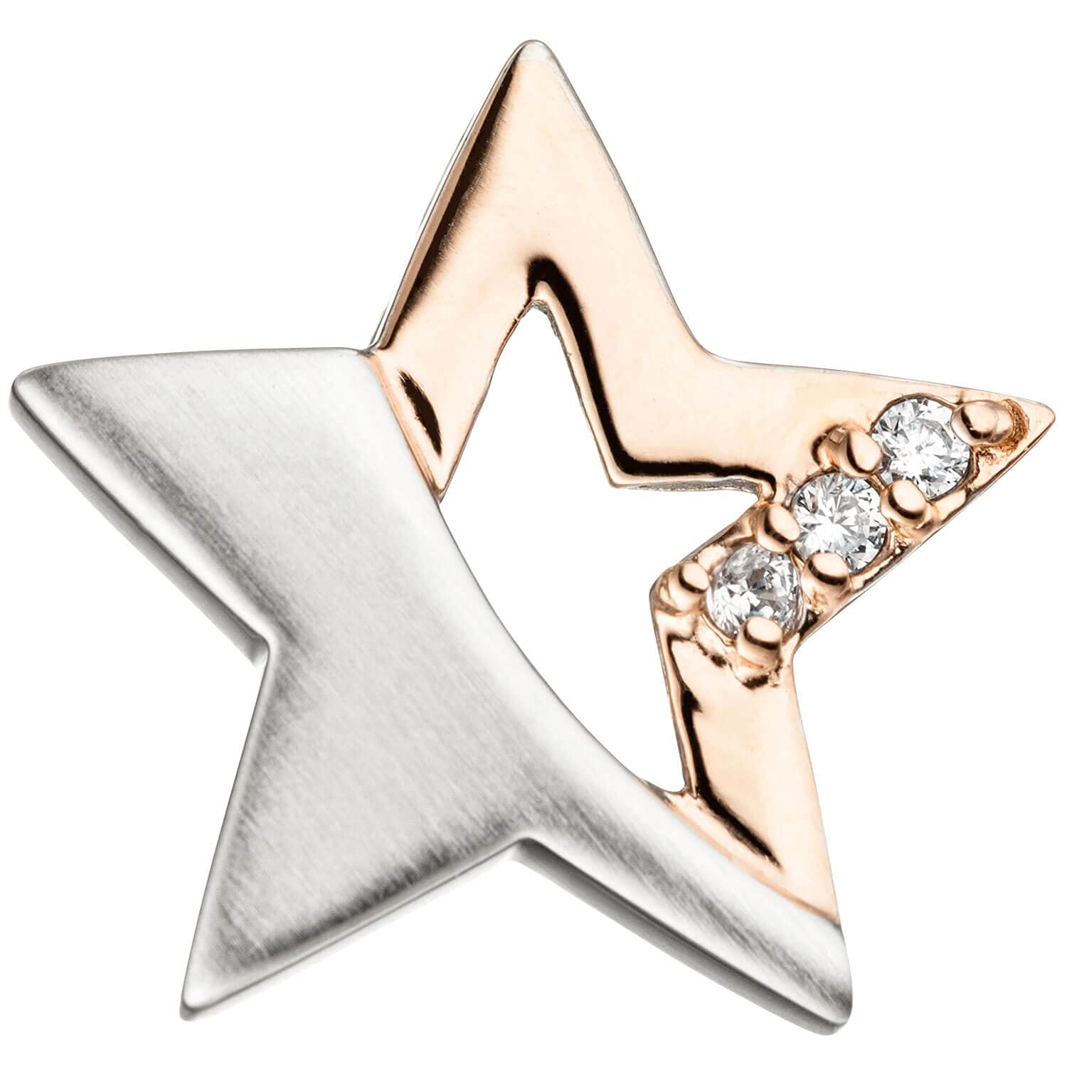 Kinder Schmuck-Set Stern 925 Silber teil rotvergoldet Zirkonia mit Kette 42cm