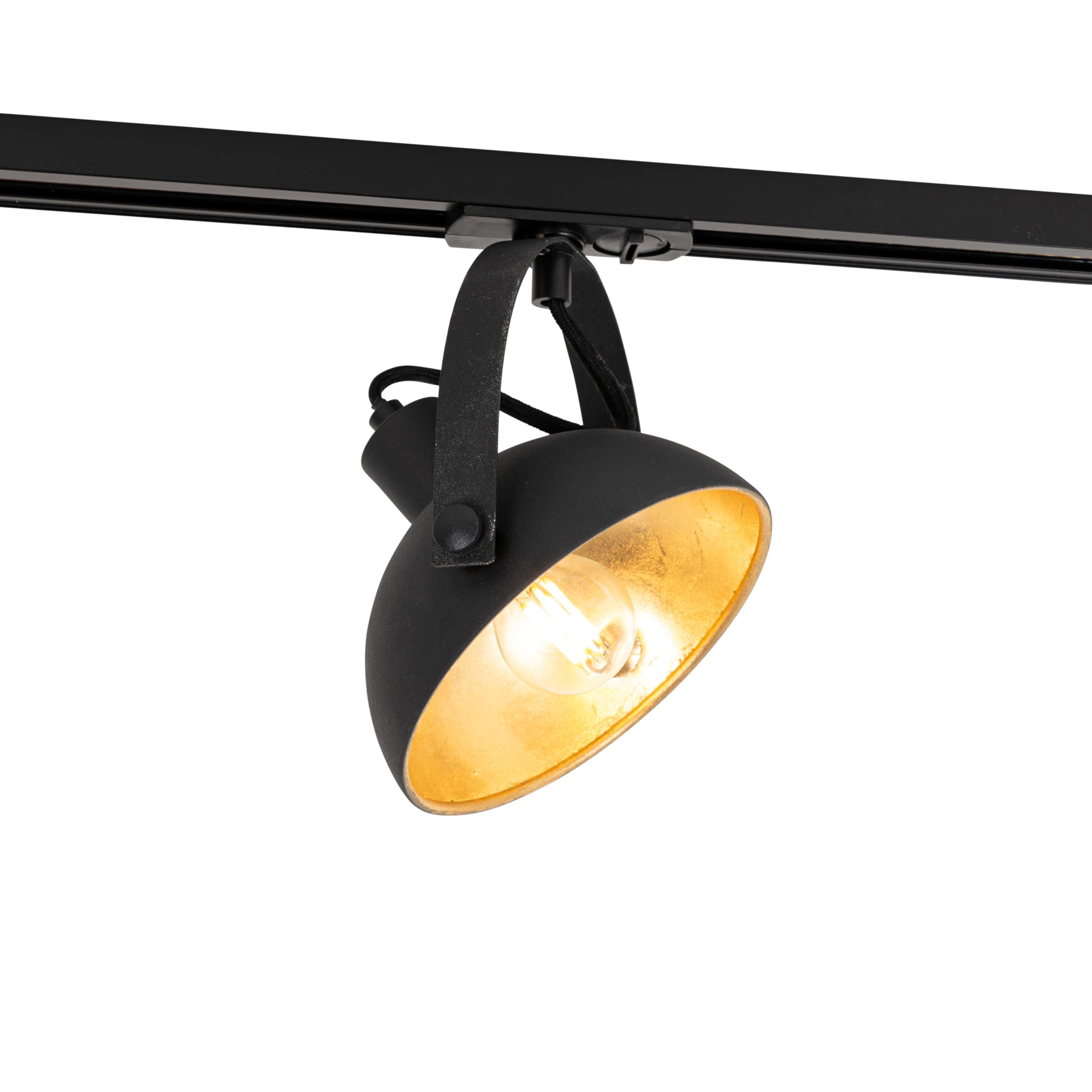 Qazqa Black - Industrial 1-Phase Track Spotlight Ceiling With Gold Interior - Iconic Magnax - Industrial - Suitable For Led E14 | 1 Way Light - Steel Surface-Mounted Spotway Light - Suitable For