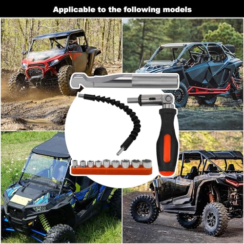 Image of Sporacingrts Belt Changing Removal Tool Clutch Cover Compatible with Polaris RZR S 900 / XP /RZR XP4 1000 Belt Changing Removal Tools with Flexible Drill Bit Extension Kits