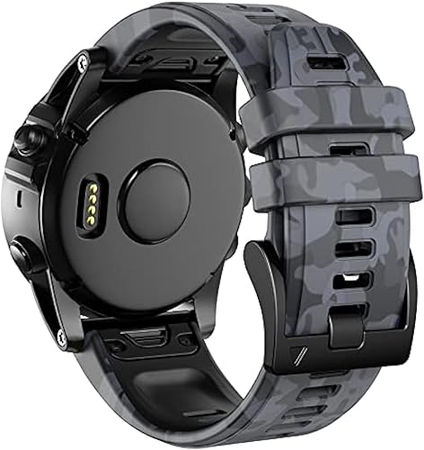 Correa de reloj de silicona de ajuste rápido de camuflaje de 0.866 pulgadas compatible con Garmin Fenix 5Fenix 5 PlusFenix 6Fenix 6 ProFenix 7,