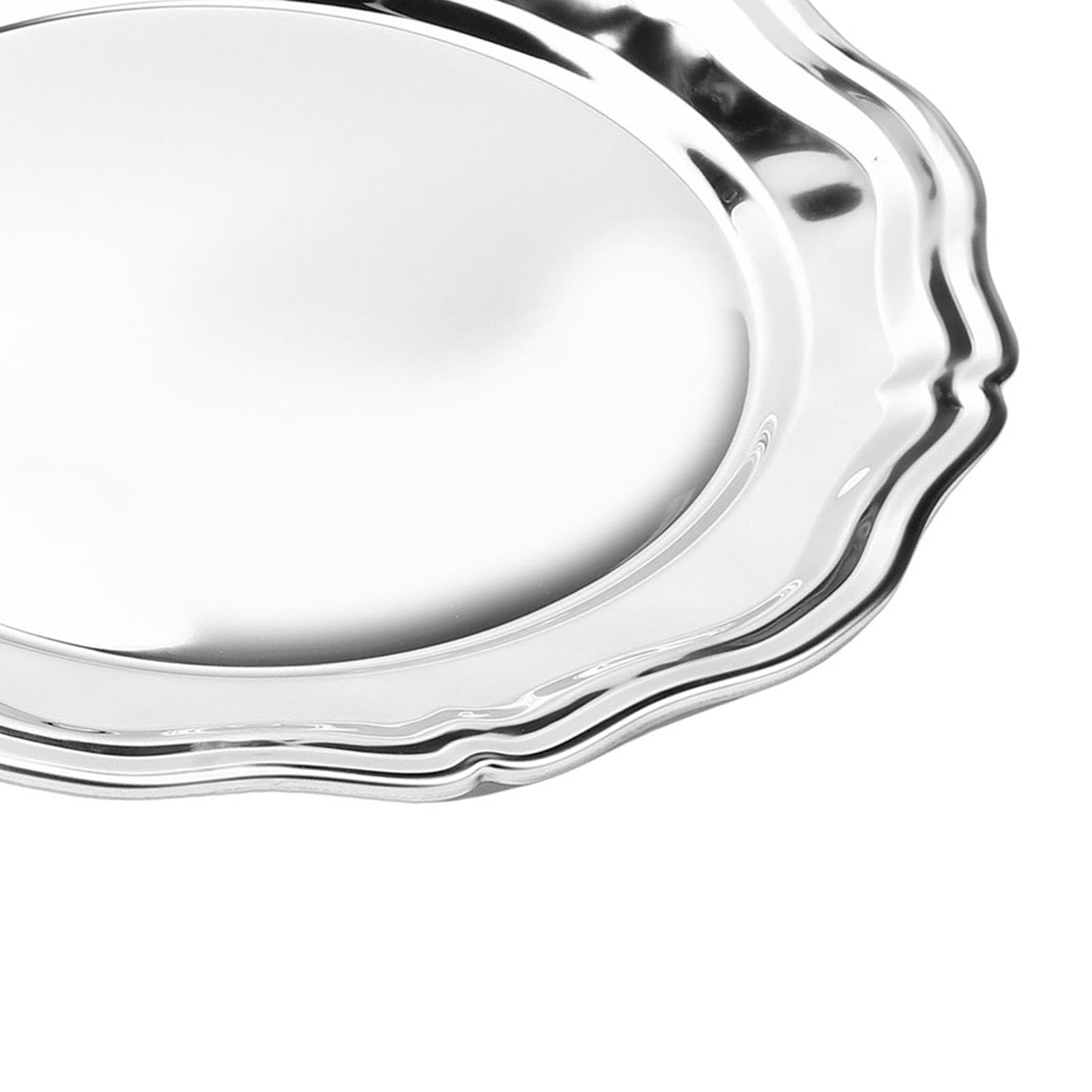 Bandeja para Fiestas,Bandeja Grande para Servir De Acero Inoxidable 304 con Borde De Encaje, Plato Decorativo Redondo para Aperitivos De Frutas Y Postres para Cocina, (Grande)