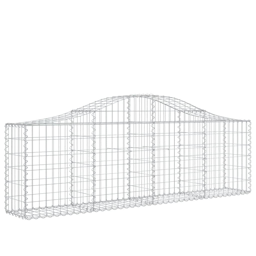 Yngbhfnop Silver Arched Gabion Baskets 6 Pcs 200X30x60/80 Cm Galvanised Iron Decorative Garden Fence With Corrosion Resistance, Stable Retaining Wall For Outdoor Patio, Soundproofing Barrier For And Rain Protection