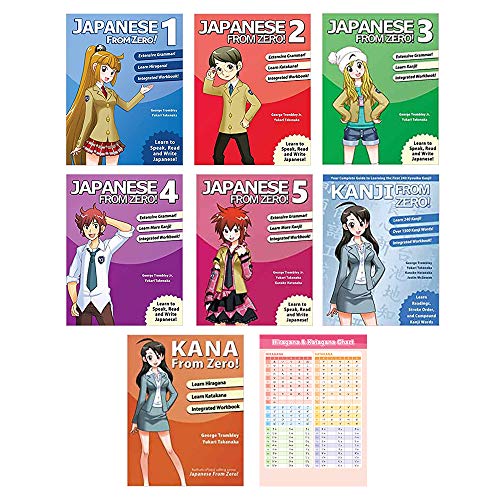 Learn Japanese From Zero! 1-5 Kanji Kana , Hiragana Katakana and Useful Words Chart 8 Books Set