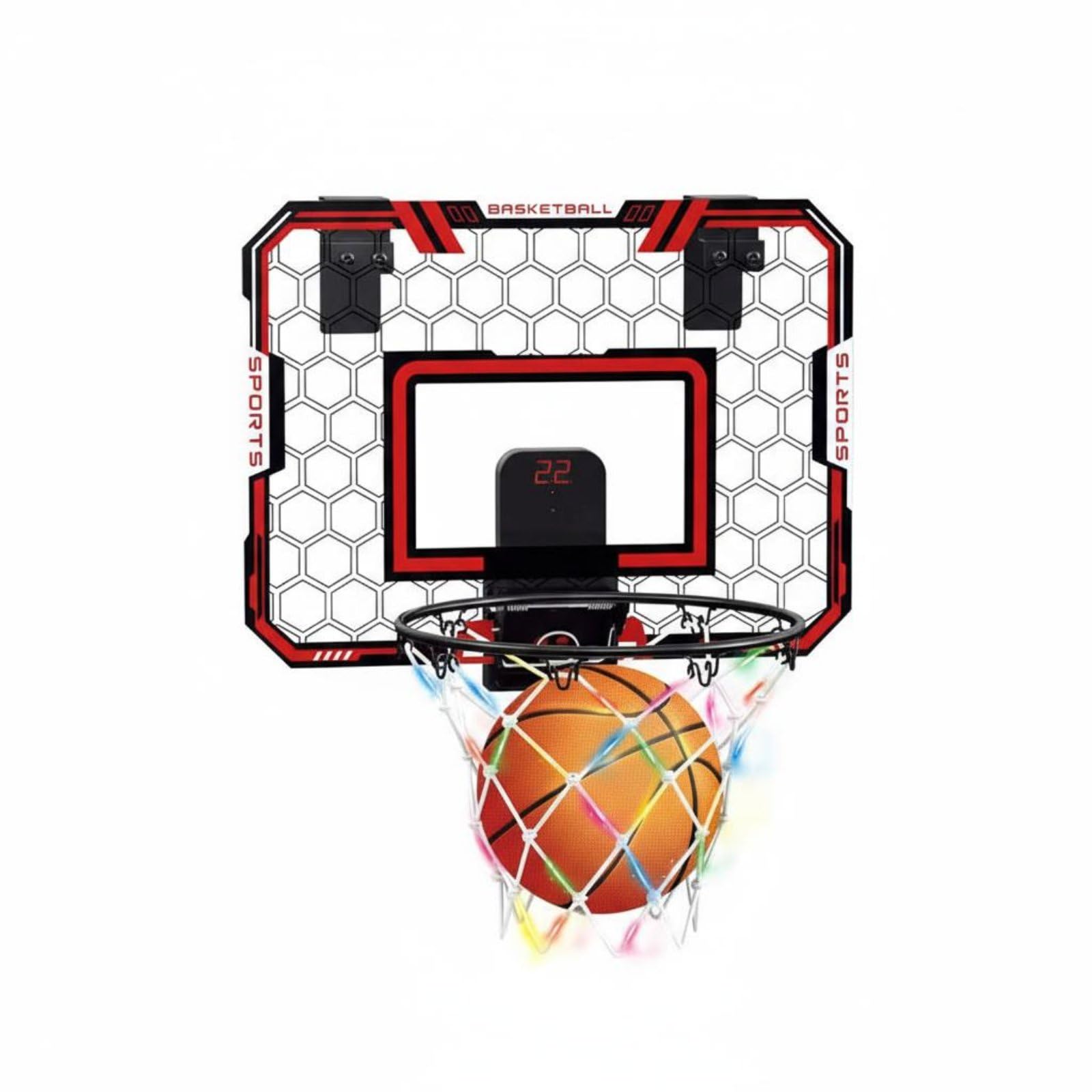 Mini Hoop Sport Hoop with Scoreboard Indoor Outdoor Use Electronic Scoring Hoop Sport Toy Illuminated Lights & Audio Effects, Red|Sporting Goods | Team Sports | Basketball | Backboard Sys-picture-30