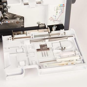 Bernette Funlock B44 Serger Sewing Machine, with 15 Built-In Stitches, LED Light, Professional Overlock Stitches for Quilting, Hemming, Stretch Fabrics, Heavy Duty, Needle Accessories, Foot Hoops