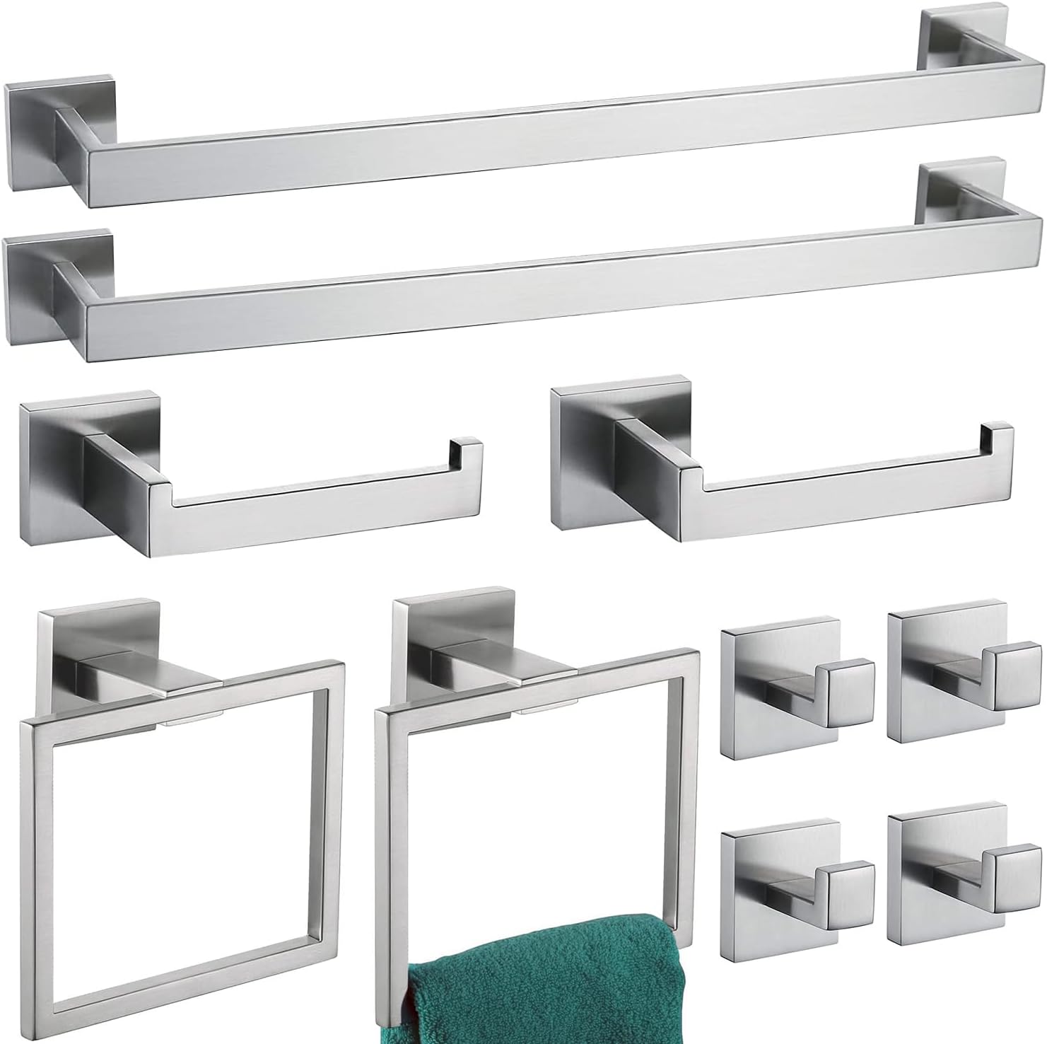 Amazon.com: 10-Pieces Bathroom Hardware Set Brushed Nickel Bathroom ...