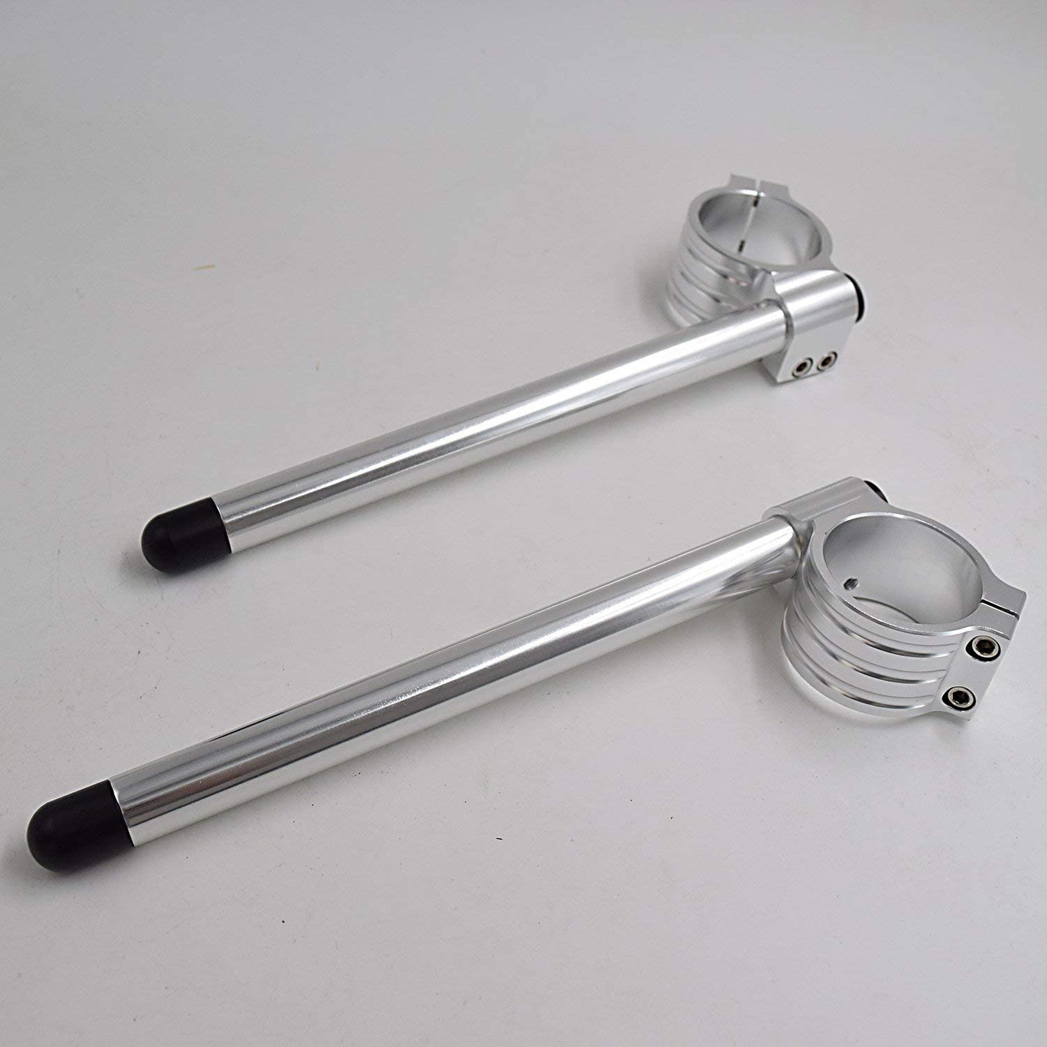 kit semimanillares Φ 43mm para moto horquilla Ø 43mm cafe racer semi manillares inclinables 7 °,tubos Ø 22.2mm aluminio Plata