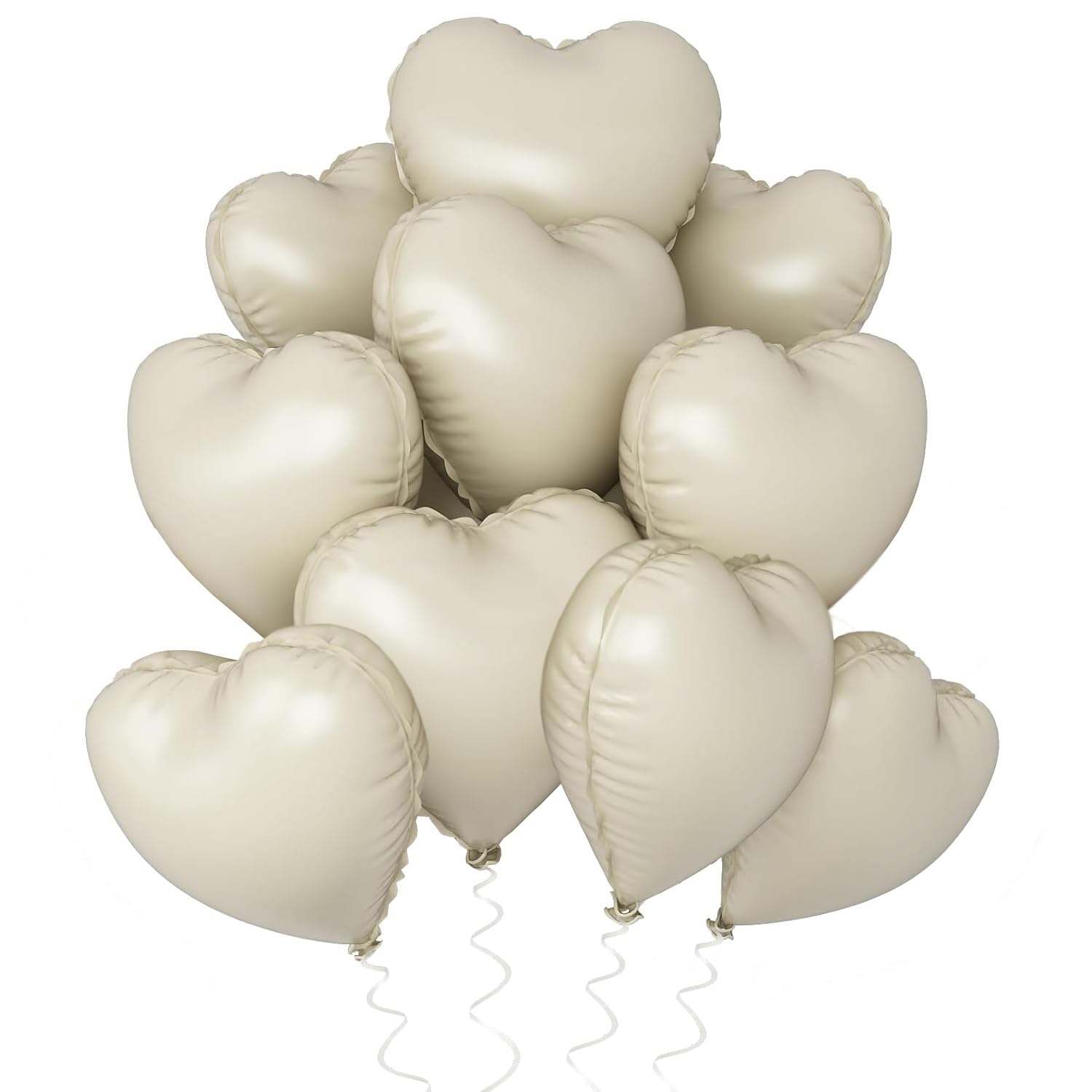 Tarumedo 10 Pack Cream Heart Foil Balloons, 18 Inch, Perfect for Valentine's Day, Adults, Unisex, Cream Heart-Shaped Balloons โ image 1