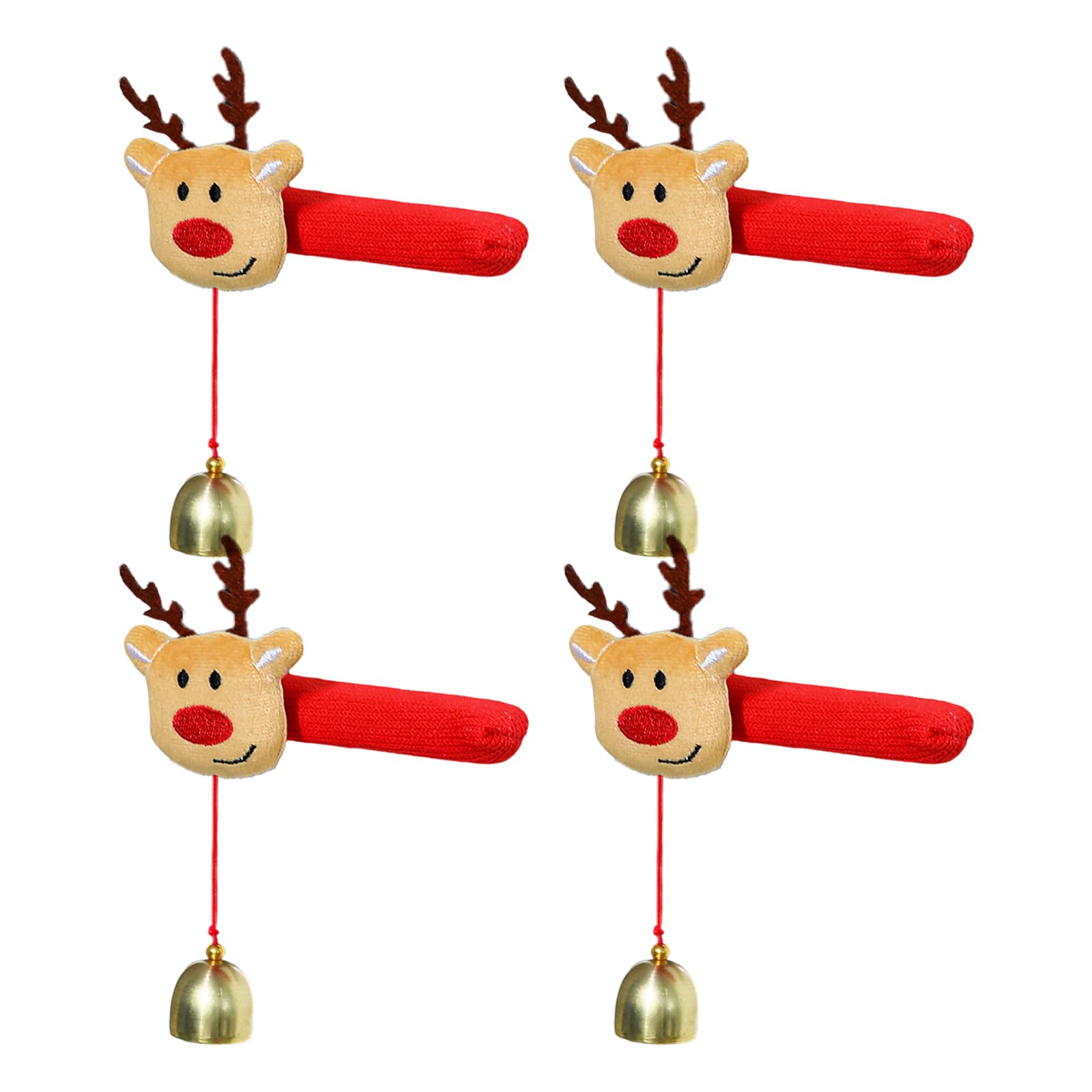 Msioytog B 4Pcs Holiday Door Handle Covers With Hanging Ells Soft Christmas Decors For Family Festives Accessories Quick Setups Holiday Door Handle Covers