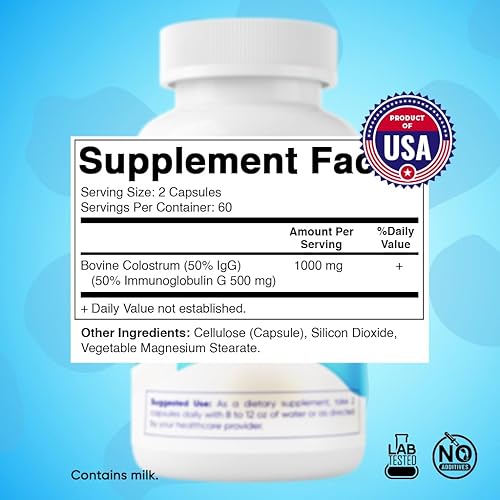 Miniatura 2 de Vitamatic Suplemento de calostro bovino de 1000 mg por porción - 50% IgG más alto - Suplemento para la salud intestinal, crecimiento del cabello,