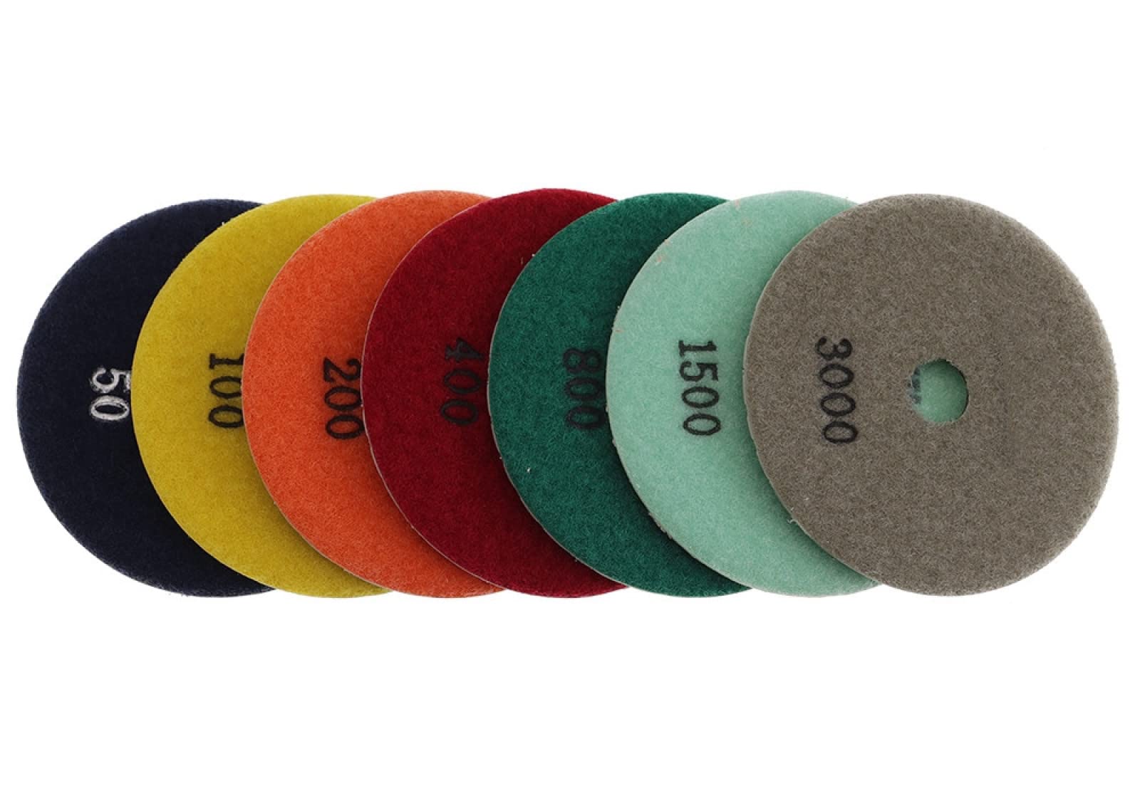 Almohadillas pulidoras de diamante, Juego de 7 almohadillas de pulido en seco de 4 pulgadas y 100 mm, almohadillas de pulido de diamante flexibles for granito, mármol, piedra, hormigón, disco de lijad