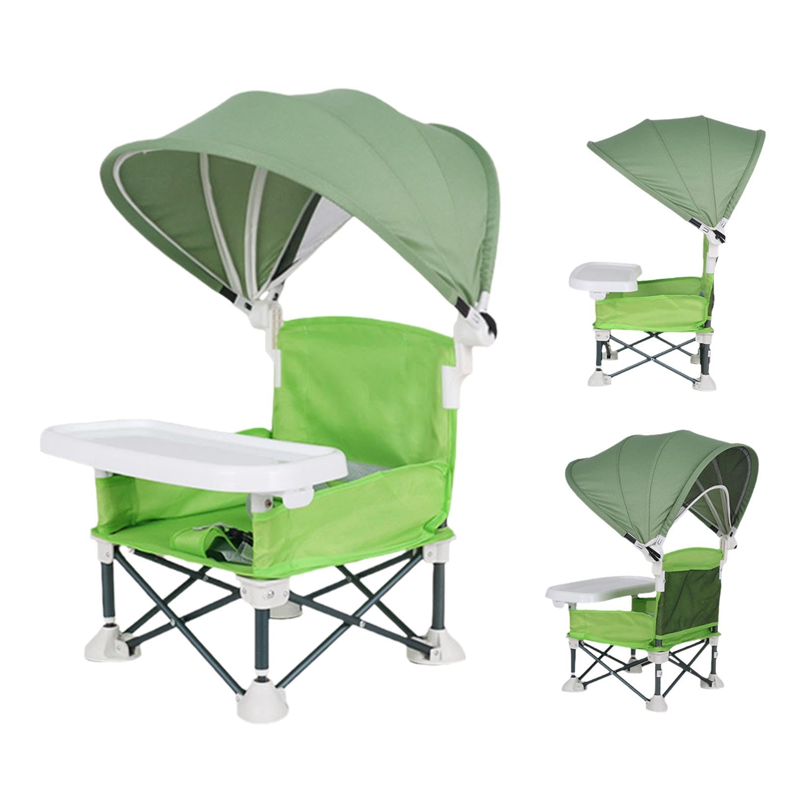 Trona Para Bebé, Silla De Comedor Con Asiento Elevador Plegable, Silla De Playa Portátil Para Bebé Con Bandeja Extraíble Y Sombrilla, Trona De Viaje Para Asiento De Bebé, Silla De Alimentación