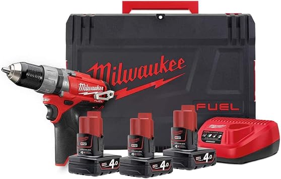 TALADRO PERCUTOR A BATERIA MILWAUKEE 12 V 4 AH CON 3 BATERIAS : Amazon.es:  Bricolaje y herramientas
