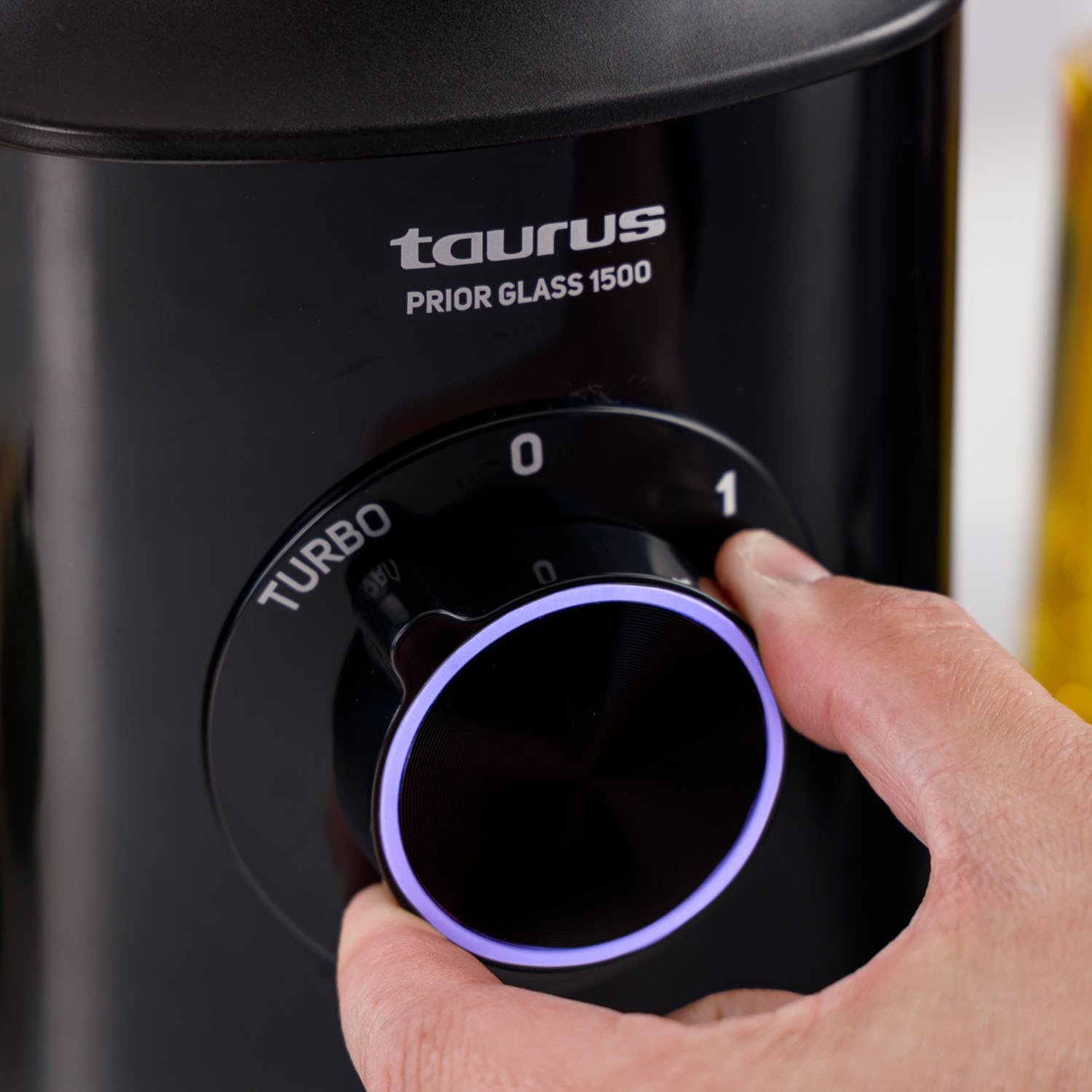 Taurus - Frullatore per bicchiere Prior Glass 1500 W | 2 velocità + TURBO | Lame 4 lame estraibili | 2 velocità + TURBO | Design nero elegante | Sicurezza antiscivolo | BPA Free