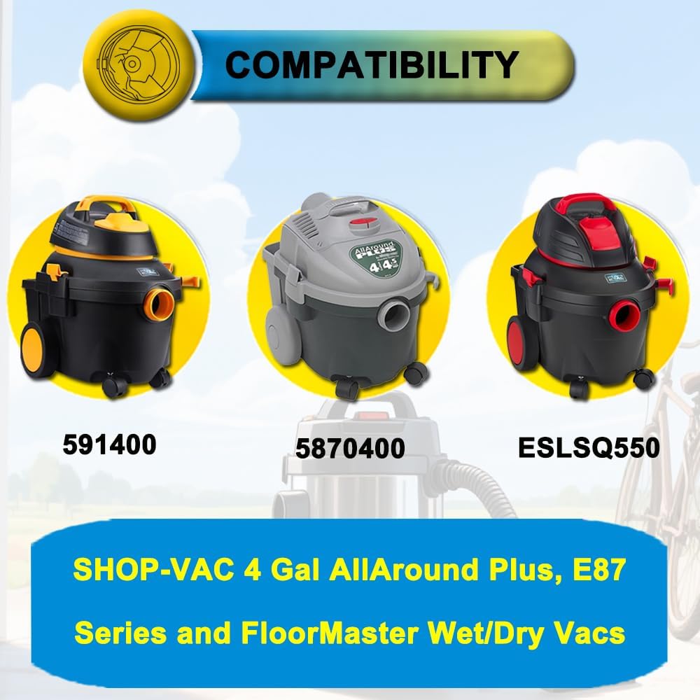 SpaceTent 15 PACK 91964 Shop Vac 4 Gallon Bags Type D Compatible with Shop-Vac 4 Gal AllAround Plus Wet/dry Vacuum, Replacement 9196400 9196433 High Efficiency Dust Collection Filter Bags