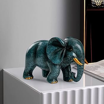 Amazon.co.jp: ZXKYZR8 象の装飾-青/白-樹脂象の像彫刻の贈り物アート