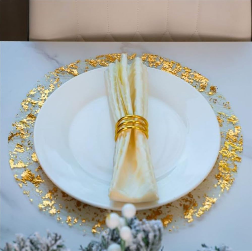 12/50 manteles individuales desechables de lámina metálica dorada prensada para el hogar, fiesta de cumpleaños, decoración de mesa de comedor (50 unidades)