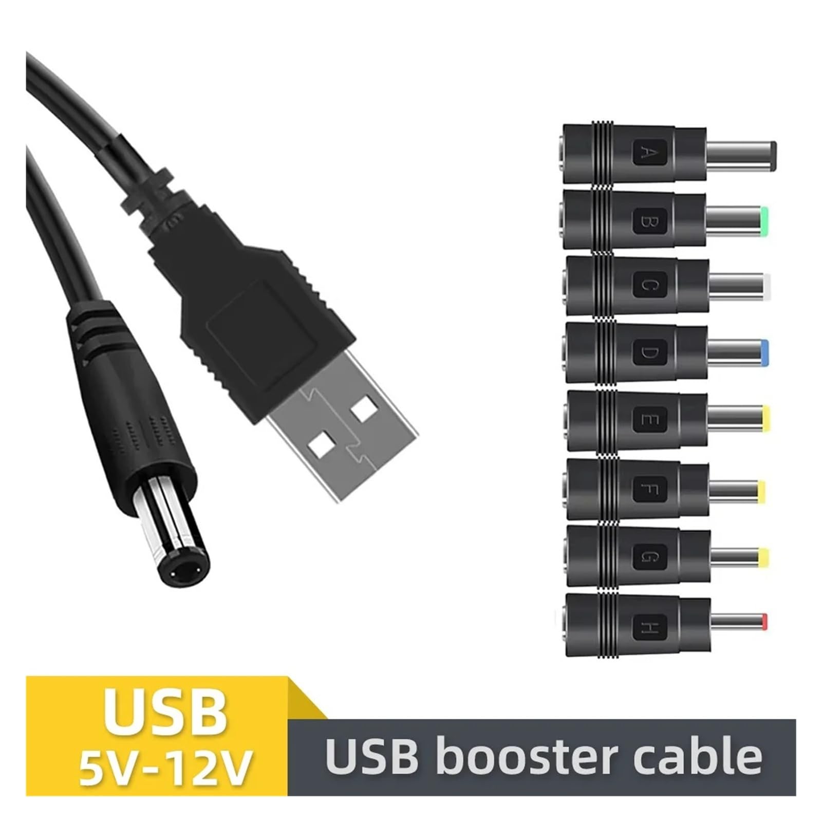 Adaptador USB DC Boost 5V-12V 8 cable de carga enrutador ventilador altavoz