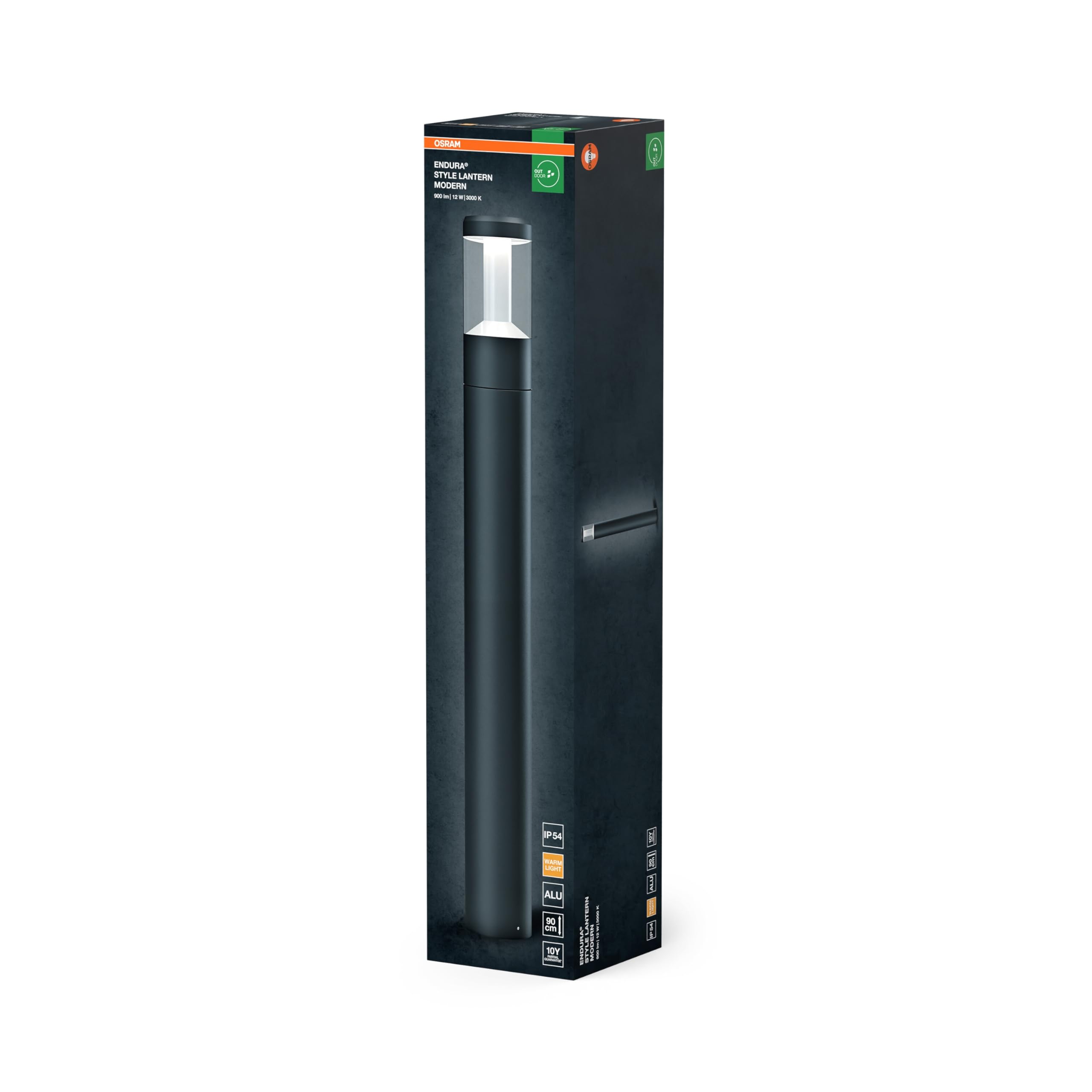 OSRAM ENDURA Style nowoczesna lampa zewnętrzna z przewodnikiem świetlnym w kolorze ciemnoszarym, latarnia ogrodowa z niskoolśnieniowym światłem, ochrona IP-54, do oświetlenia ścieżek