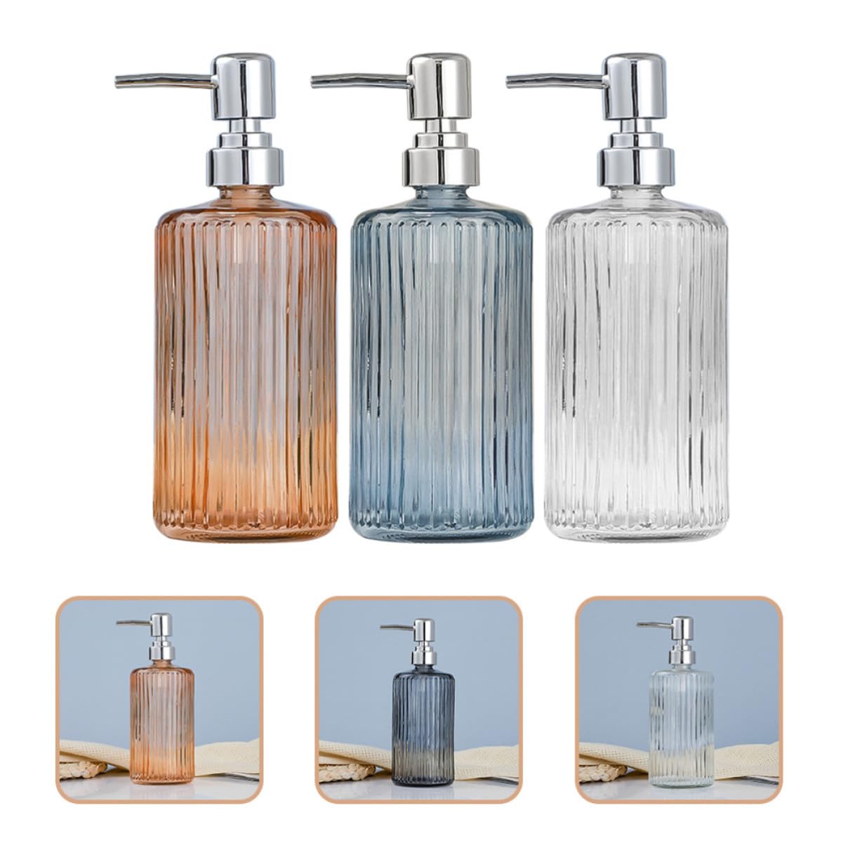 SHERCHPRY Dispensador de Jabón Líquido para Baño de Vidrio Recargable 500ml Paquete de 3 Unidades para Uso Prolongado en Hoteles y Hogares