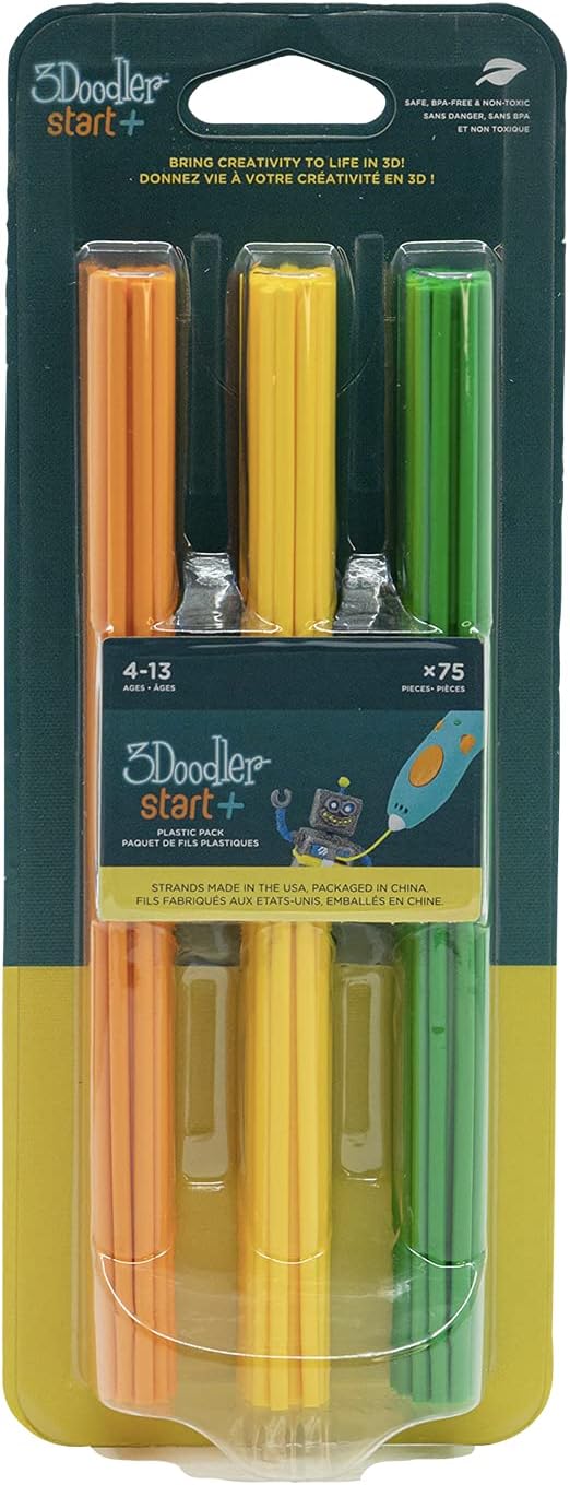 3Doodler Start 3D Printing Filament Refill Blister Pack (75 Strands, Over 360 Feet of Extruded Plastic) - Garden Blend