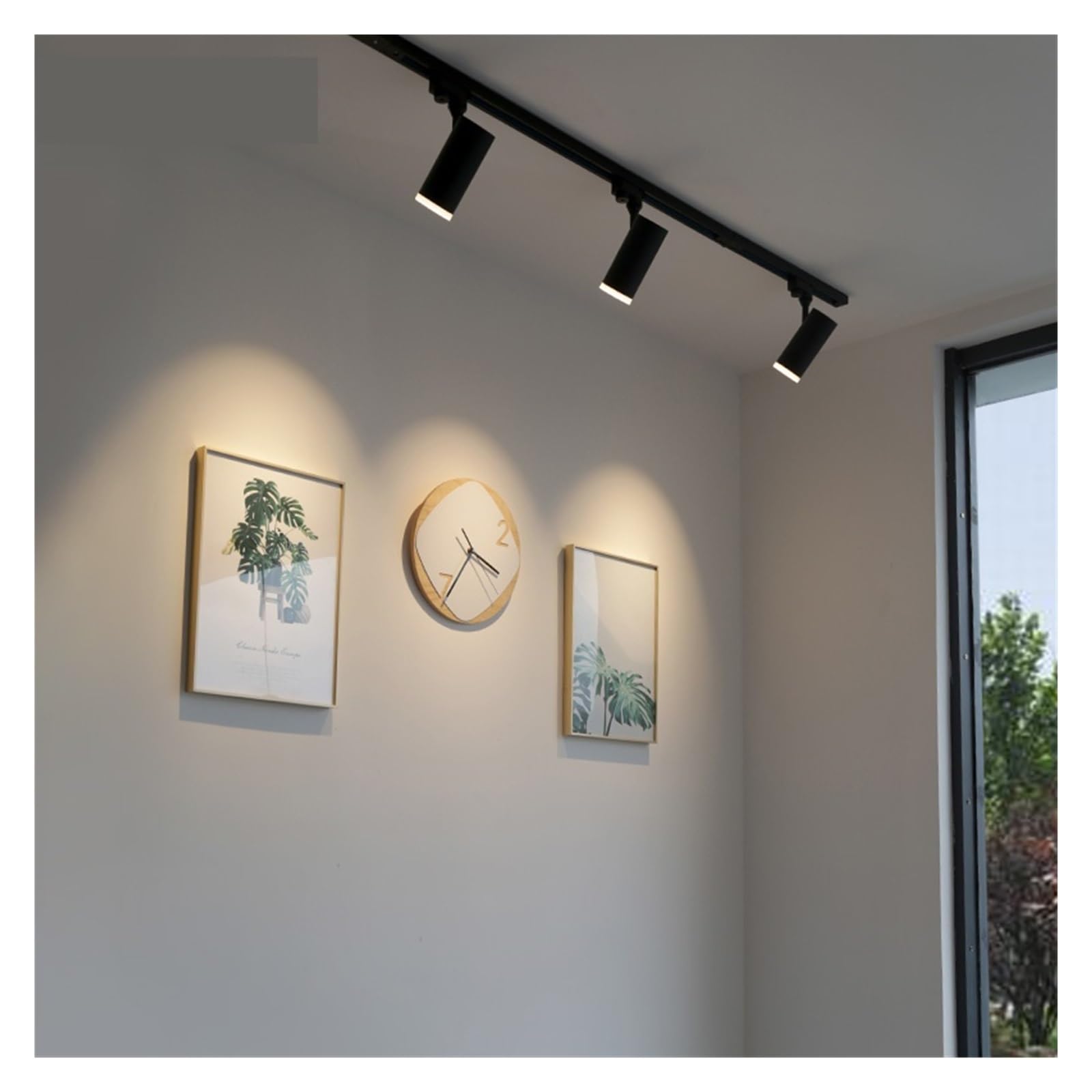 Lampki do obrazów na ścianę Oświetlenie szynowe LED 7W COB Reflektory szynowe Lampa, diody śledzące Opa Światła punktowe AC90-260V na wystawę sztuki, pokaz zdjęć(Black 7W,Natural White)