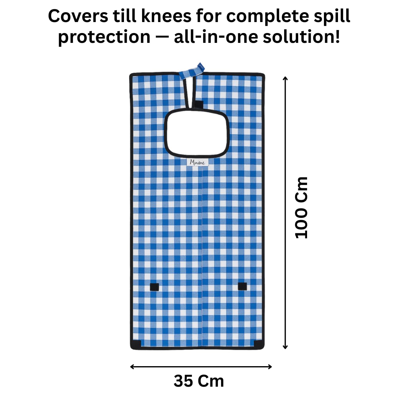 MAKSTILE Adult Bib| Extra-Long Adult Dining Bib for Elderly–2-Layer Absorbent Cotton & Waterproof Backing, Washable Reusable Clothing Protector for Senior Citizens, Disabled & Bedridden - Blue - Image 8 thumbnail