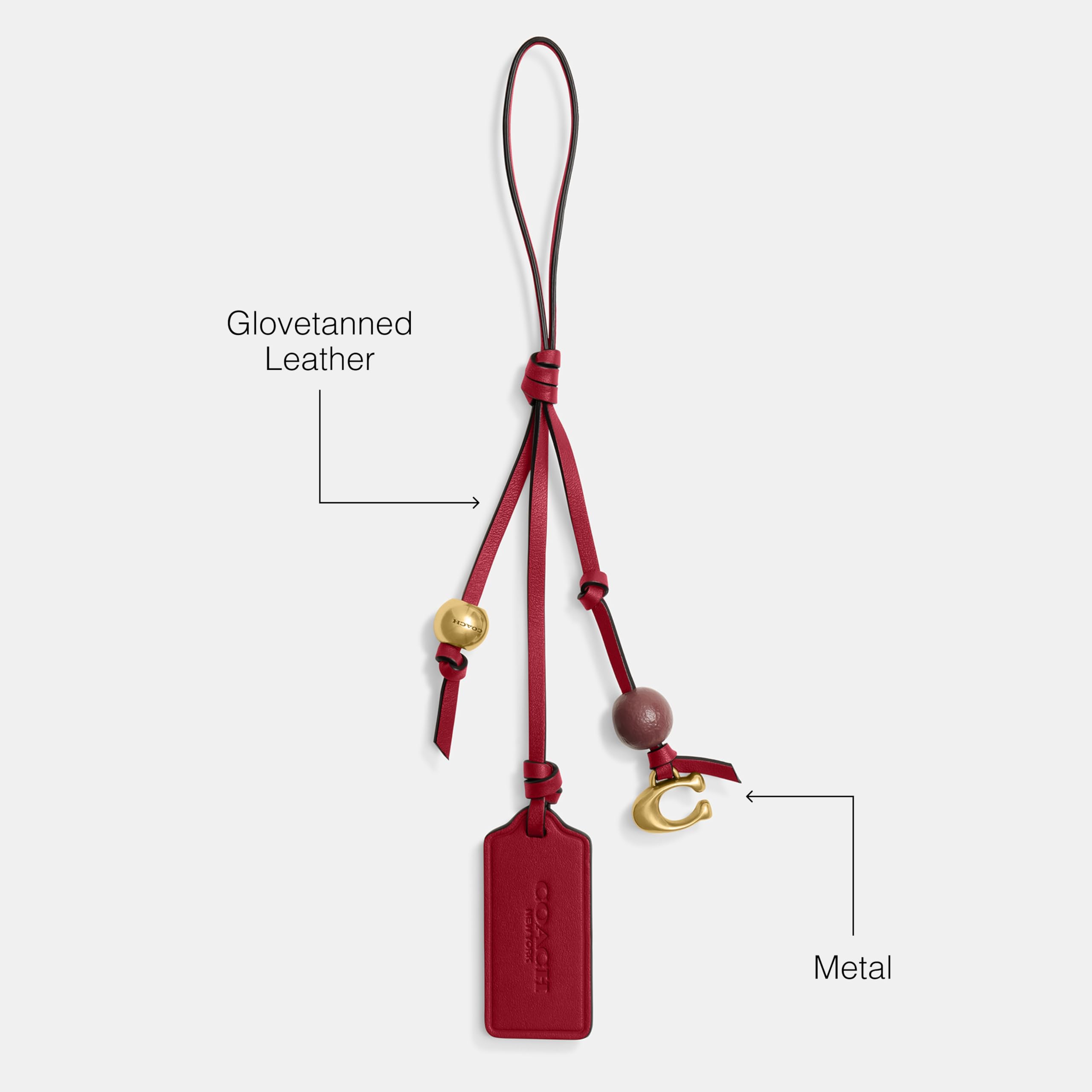 メンズ 美品✨COACH チャーム付 ヘリテージ ロゴ型押し レザー 