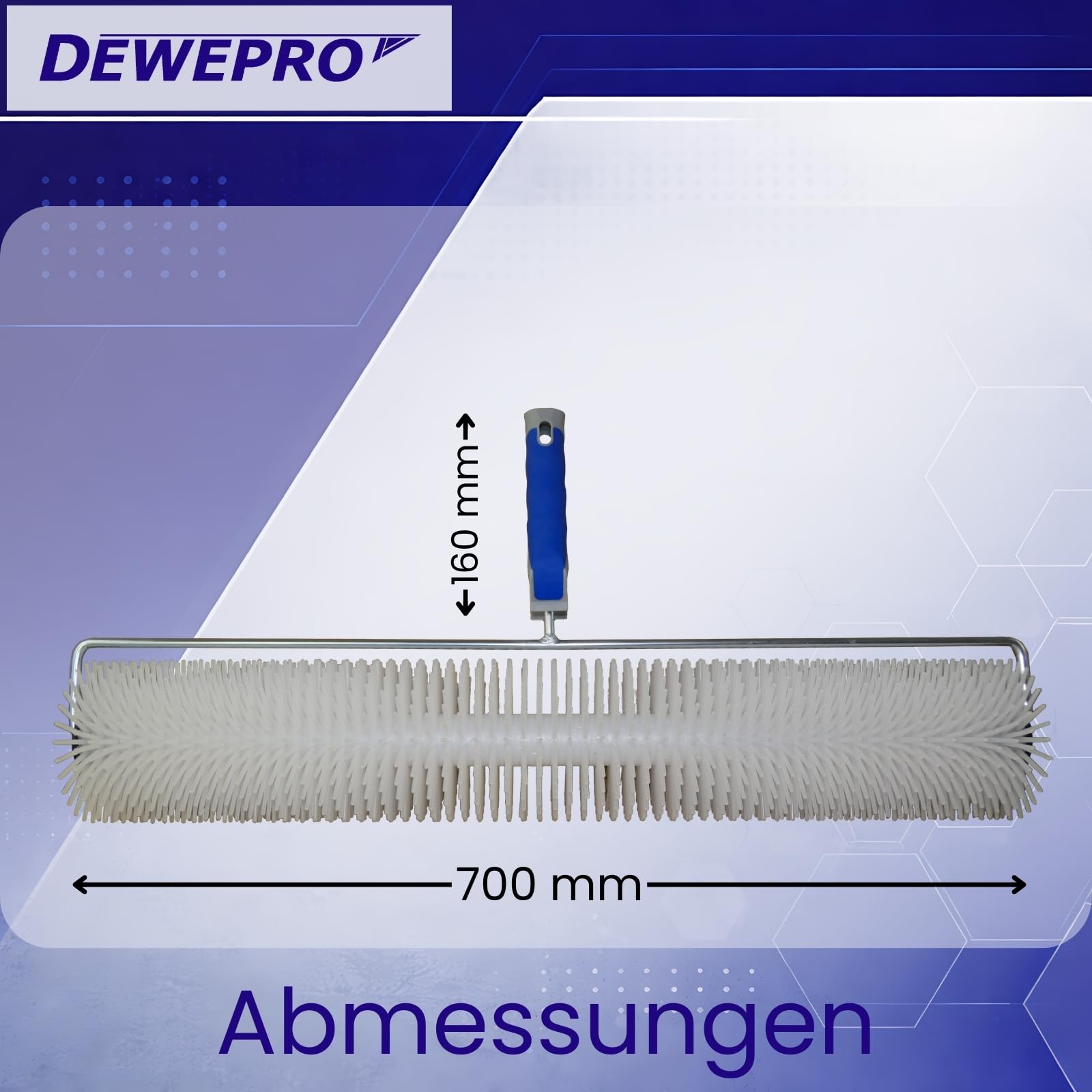 DEWEPRO® Rullo frangibolle Ø110x700mm - Lunghezza dei chiodi 40 mm - Rullo per autolivellante - Rullo a bolle - Supporto Metallico Robusto con Manico Bi-Componente