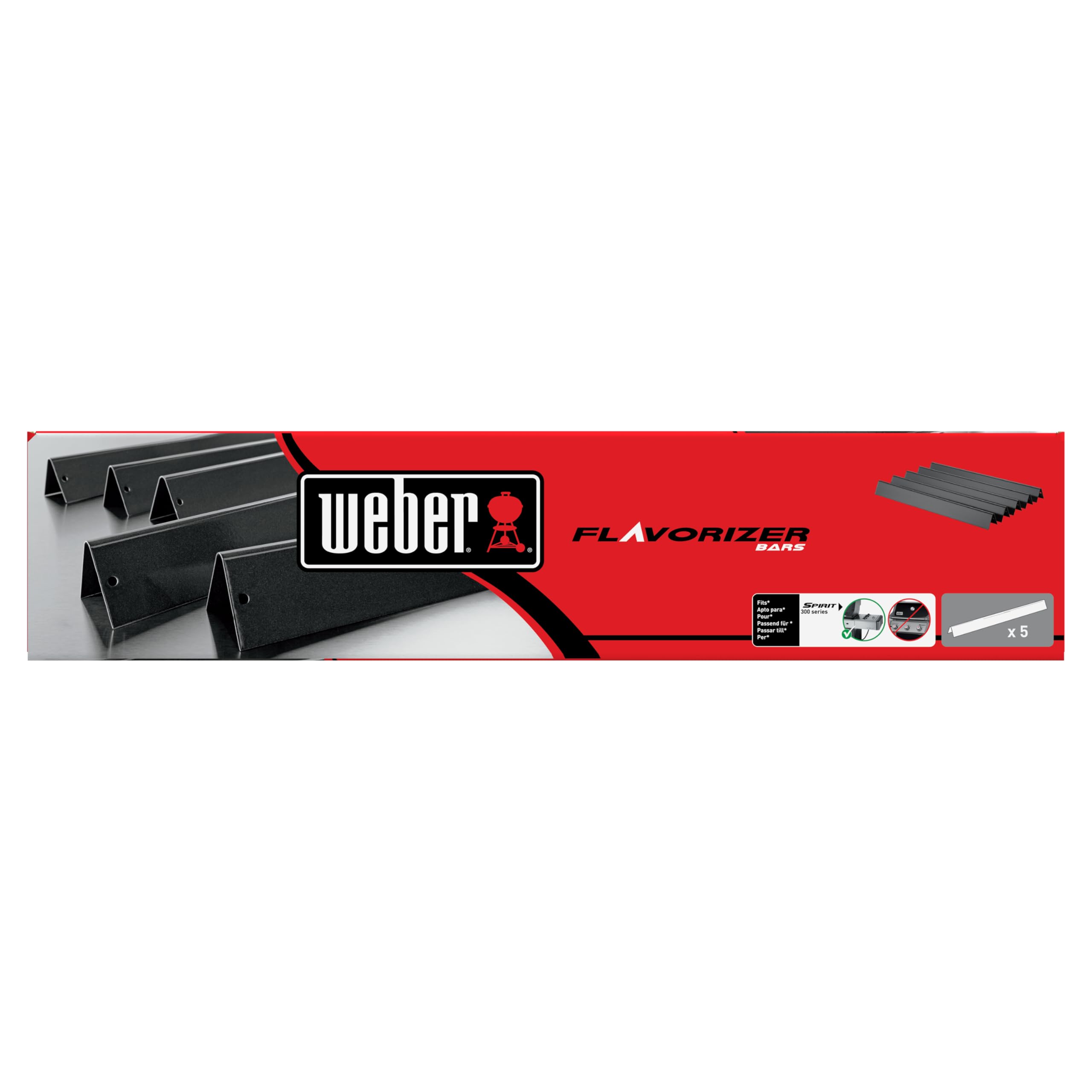 Weber Flavorizer Bars esmaltadas, compatibles con Spirit Serie 300 hasta 2012, Set de 5 Unidades para un asado equilibrado y Aroma Intenso