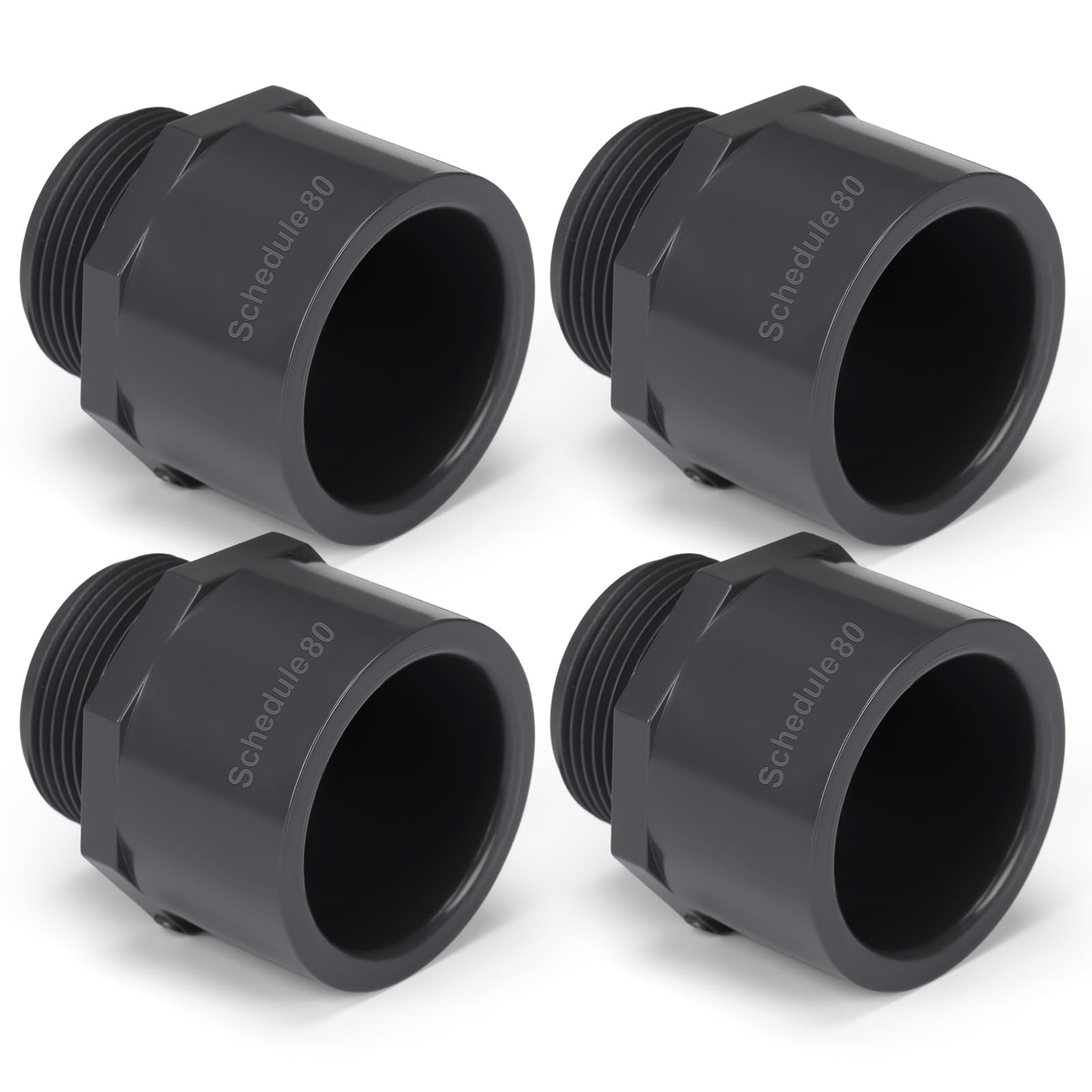 4 Pcs 1-1/4 Inch PVC Pipe Fitting Male Adapter Schedule 80 Socket x Npt Compatible with 836 Series Heavy Duty Industrial Grade Corrosion Resistant Plumbing Irrigation Connector for Water