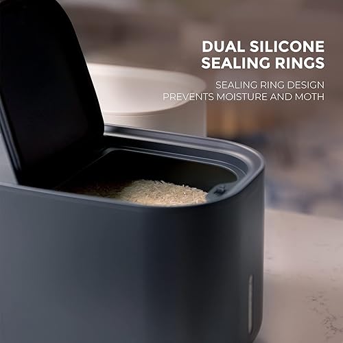 Miniatura 10 de Zuutii Contenedor de almacenamiento de arroz, contenedor de almacenamiento de alimentos secos, dispensador de alimentos para perros y gatos,