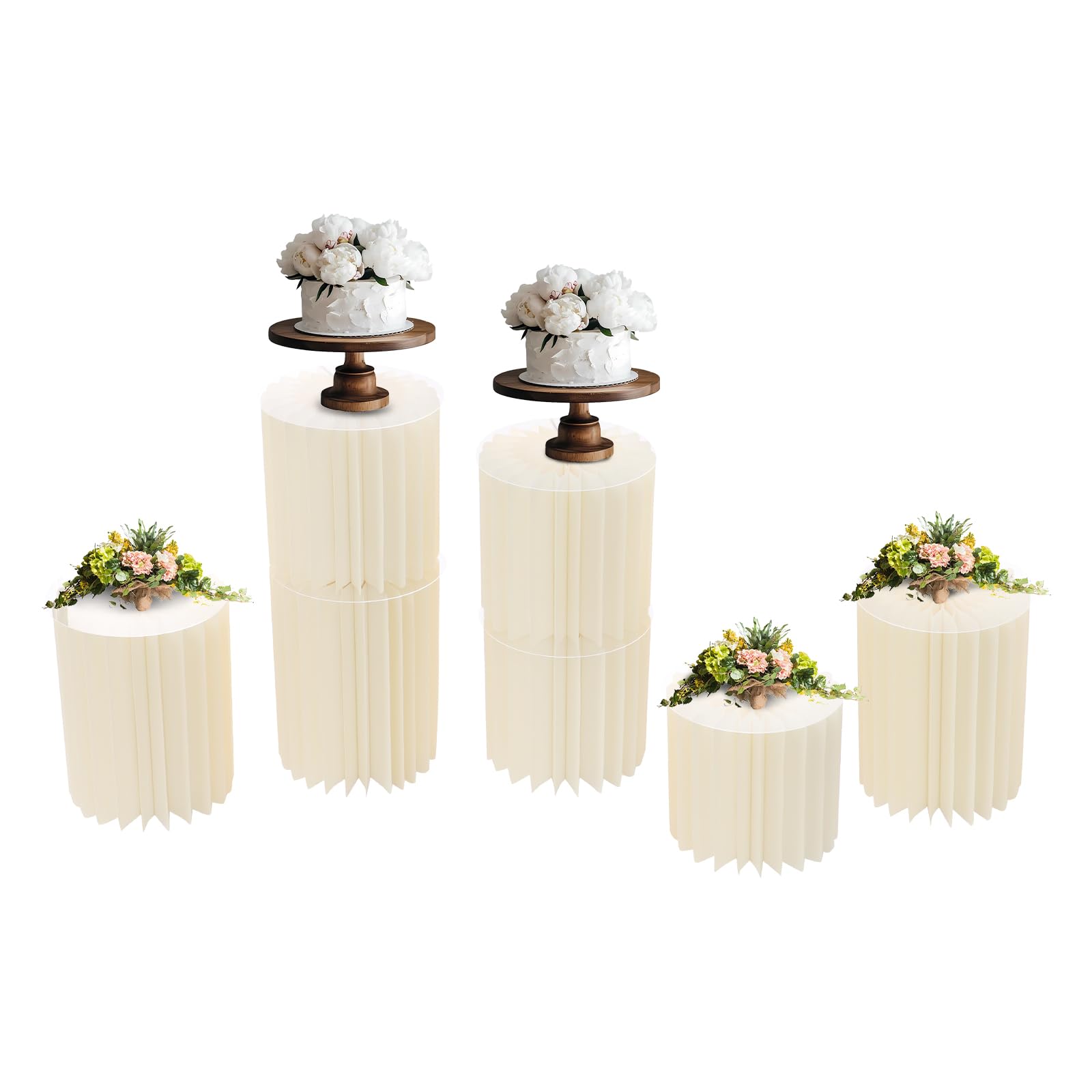 Columnas de papel plegables para bodas con soportes de PVC y carga de 25 kg